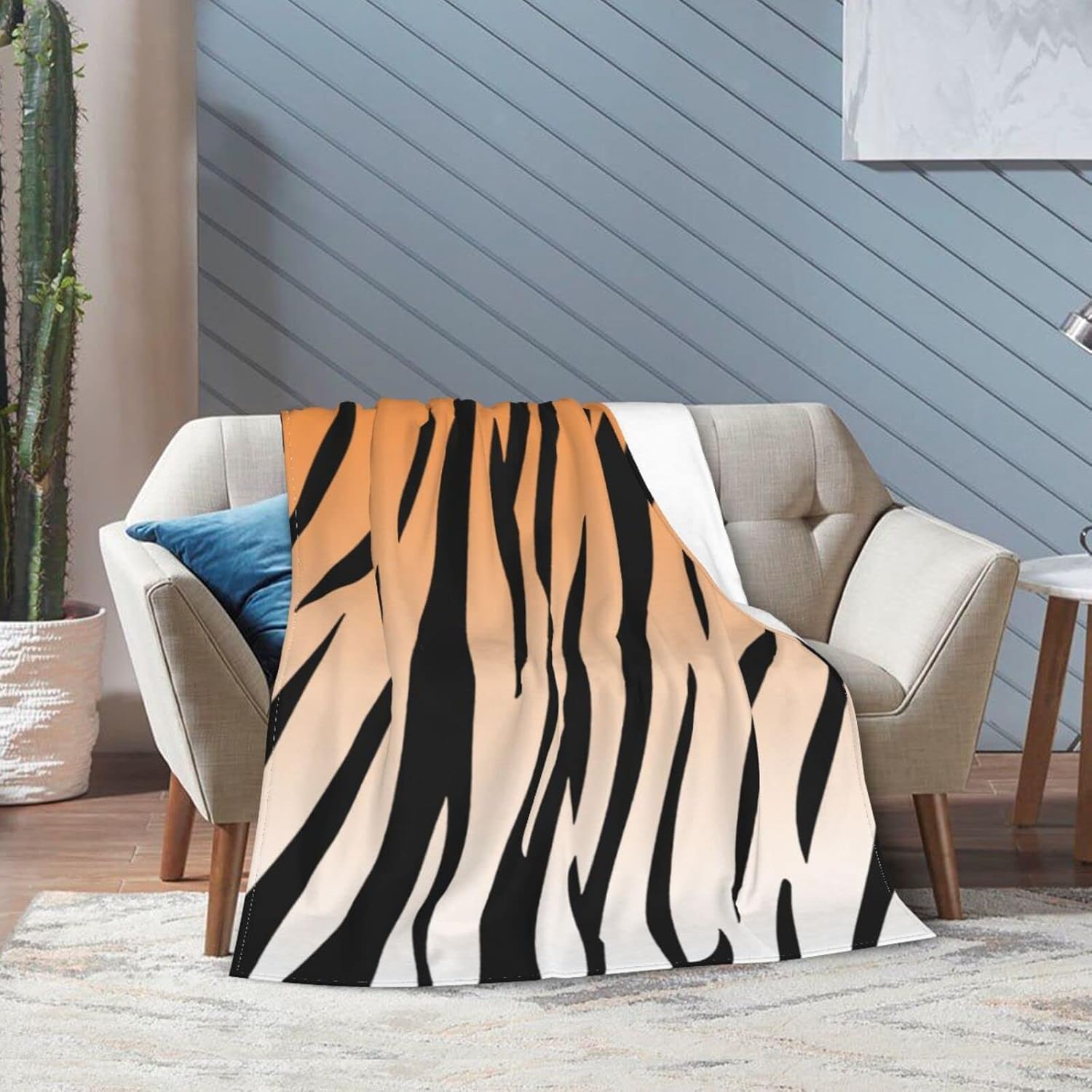 Manta de microfibra ultrasuave con patrón de tigre, manta de microfibra de lujo para todas las estaciones, manta cálida para ropa de cama, sofá y