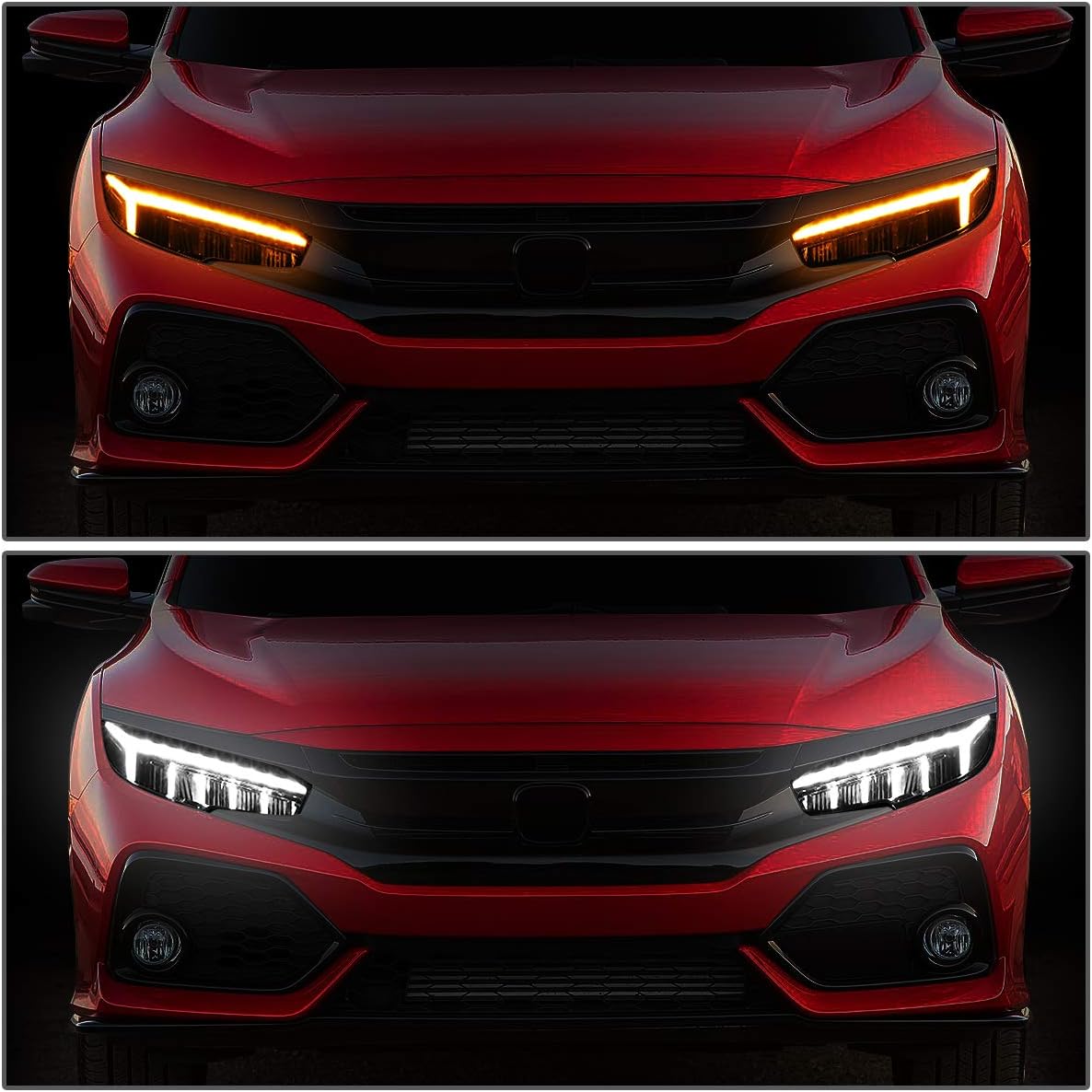 Auto Dynasty Par de lámparas LED DRL estilo DRL secuencial para faros delanteros compatibles con Honda Civic 16-18
