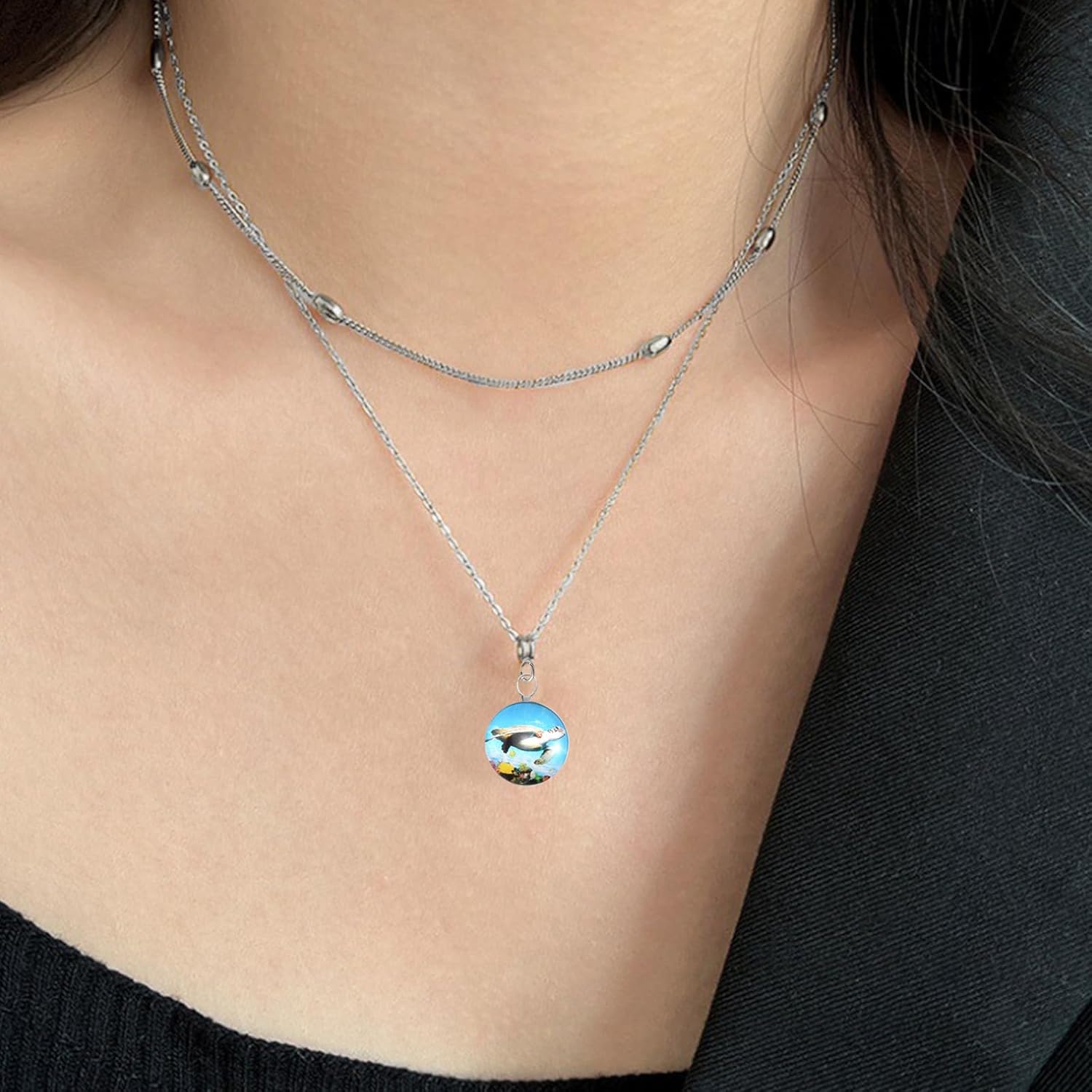 20 piezas mixtas 3D con imagen 3D de tortuga marina, dijes de peces con cuentas de cristal de animales del océano, cuentas de resina transparente,
