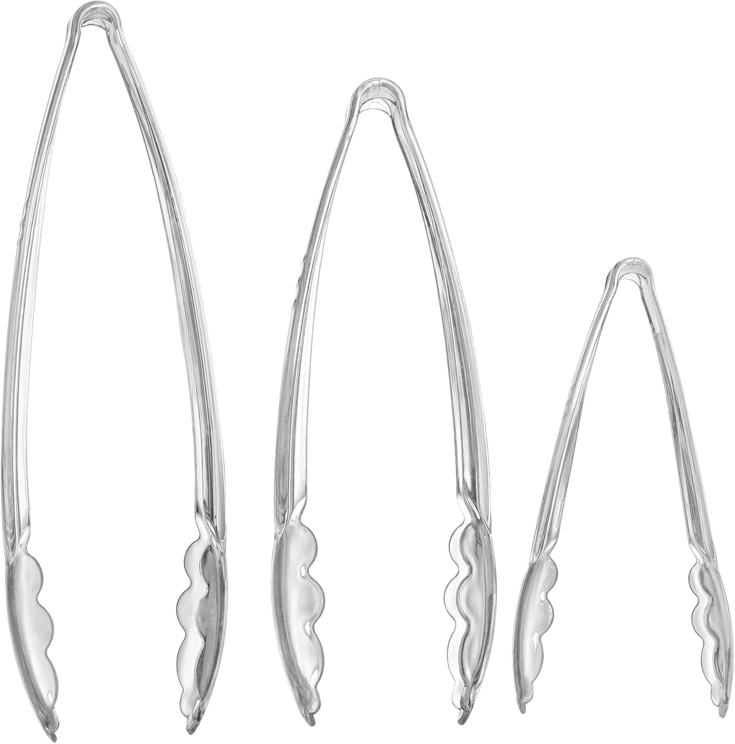 Juego de pinzas transparentes Plasticpro 4 pinzas de 7.5 pulgadas, 9 pulgadas, 12 pulgadas, para servir resistentes y reutilizables, para cocina y