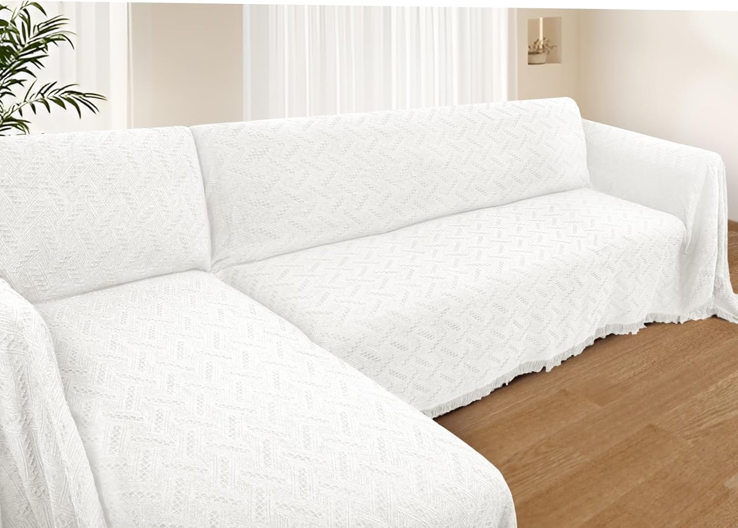 HOMERILLA Fundas de sofá modular para sofá modular en forma de L, 2 piezas, fundas de sofá para mascotas y perros, protector de muebles (blanco, XXL)