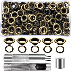 Kit de ojales de 12 pulgada, 240 juegos de ojales de bronce con 3 herramientas de instalación y caja de almacenamiento, kit de ojales para tela, Kit de ojales de 12 pulgada, 240 juegos de ojales de bronce con 3 herramientas de instalación y caja de almacenamiento, kit de ojales para tela,