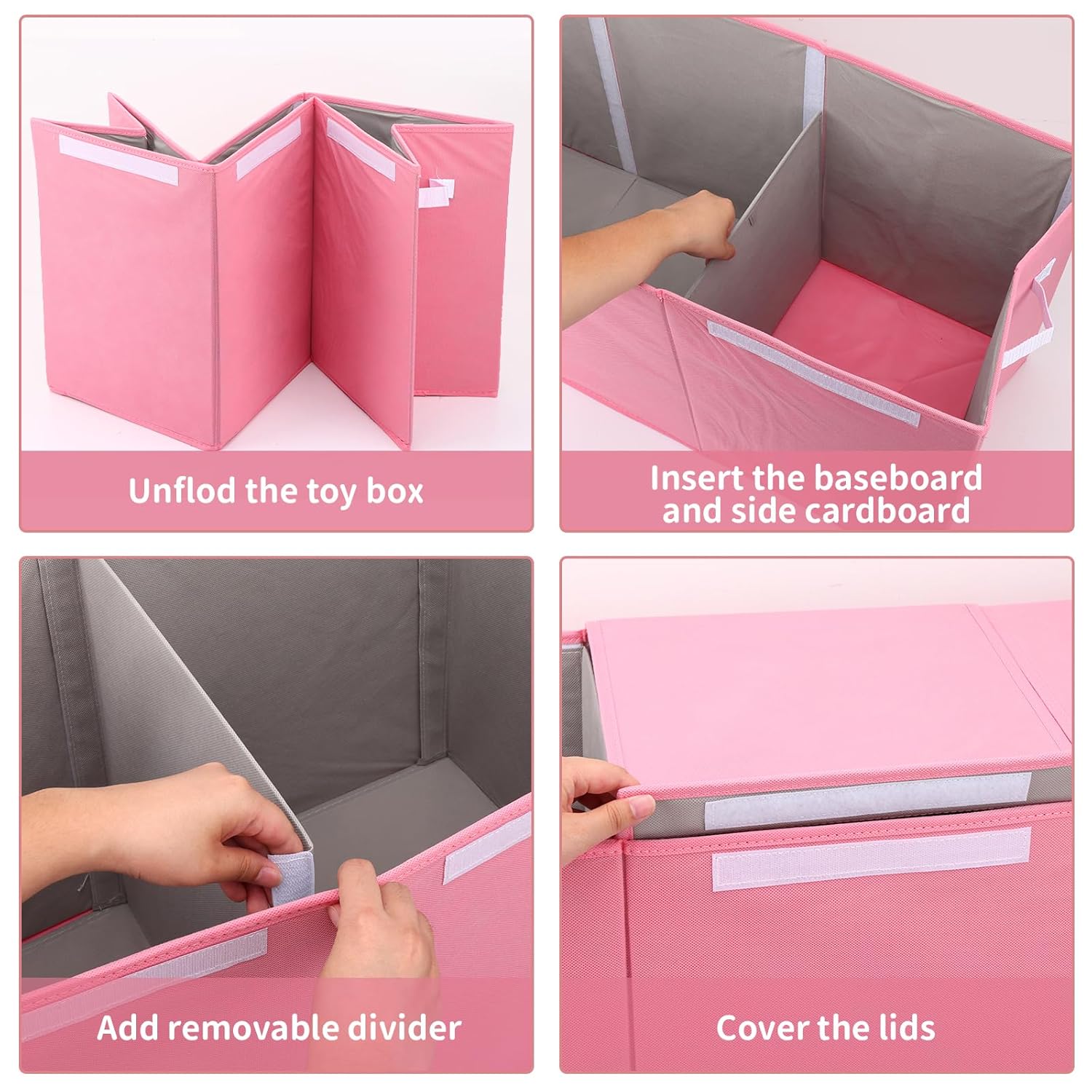 Fixwal Organizador de almacenamiento de juguetes para niñas, caja de juguetes extra grande para niños, divisor plegable y extraíble para guardería,