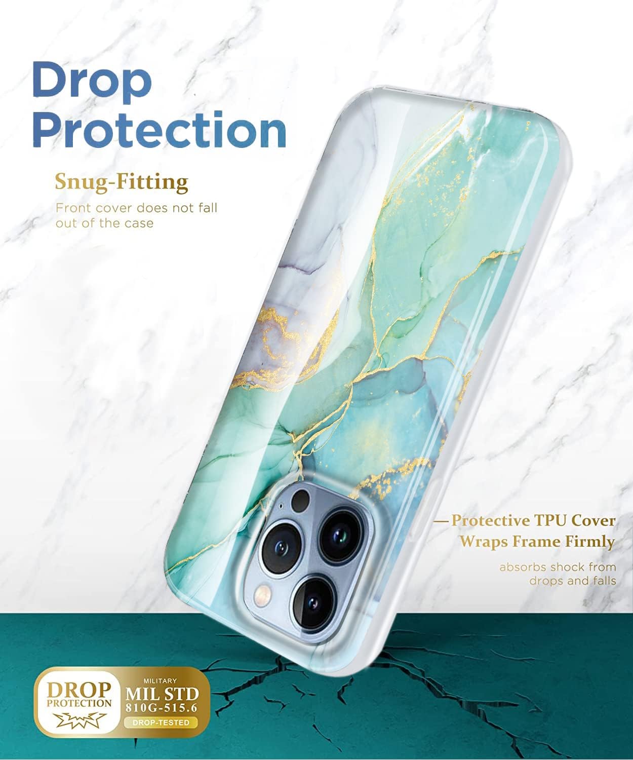 luolnh Funda dorada brillante compatible con iPhone 15 Pro, diseño de mármol, a prueba de golpes, delgada y suave, funda de silicona para iPhone 15