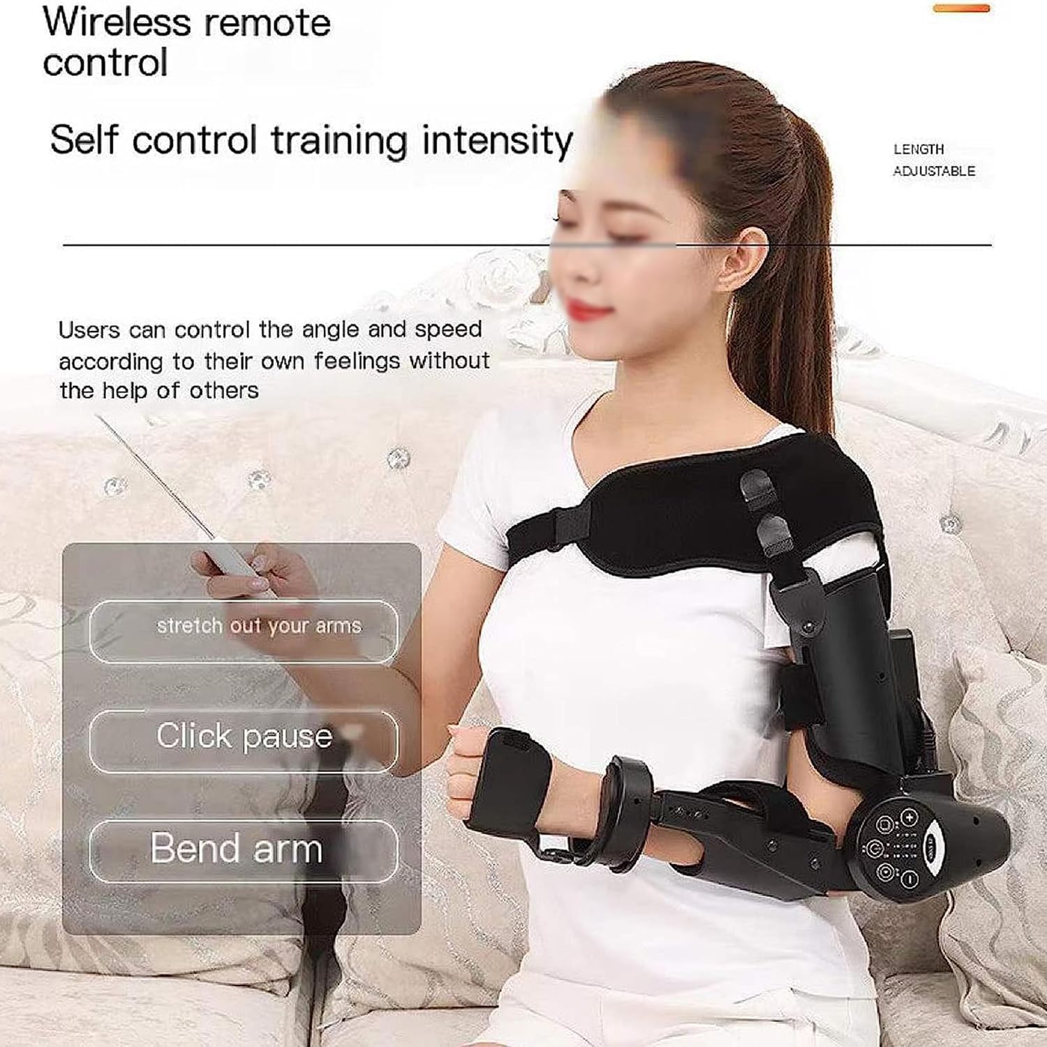 Dispositivo eléctrico de rehabilitación de articulación de codo, control inteligente inalámbrico, controla con precisión la extensión y el ángulo de