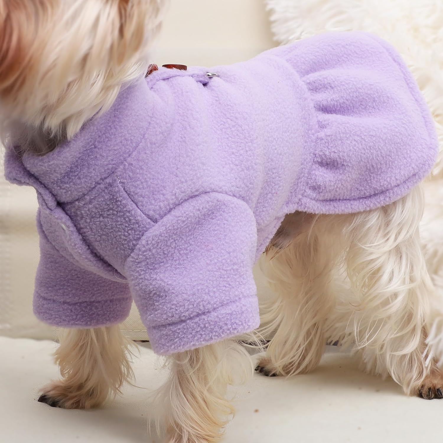 Suéter para perros pequeños, vestido de forro polar para perro con anillo en D, ropa para perro de otoño e invierno, suéter cálido para cachorros,