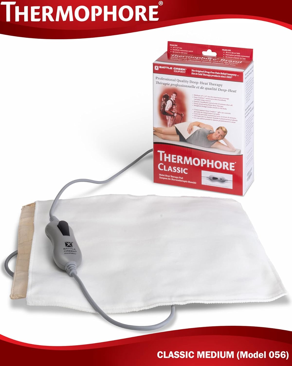 Thermophore Paquete de calor húmedo clásico, diseñado para proporcionar calor húmedo intenso para aliviar el dolor, calambres musculares y rigidez,