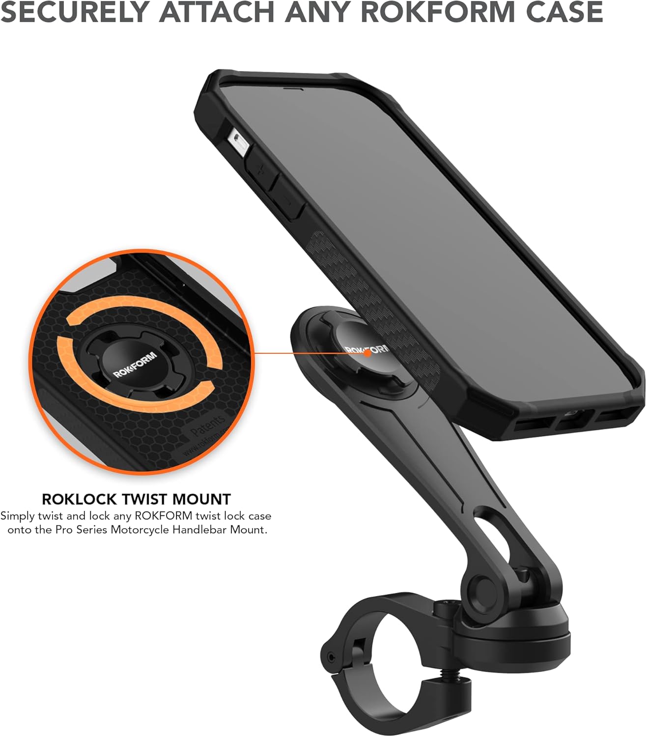 Rokform Soporte para manubrio de motocicleta con funda protectora, Solo soporte de barra