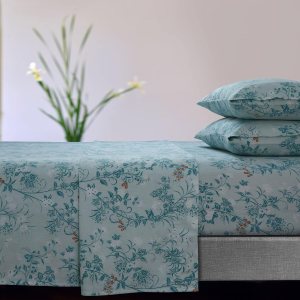 Tribeca Living Katy Floral – Juego de sábanas de franela extra profundo de 170 GSM, tamaño individual XL, color verde (KATYSHETWXBL) Tribeca Living Katy Floral – Juego de sábanas de franela extra profundo de 170 GSM, tamaño individual XL, color verde (KATYSHETWXBL)