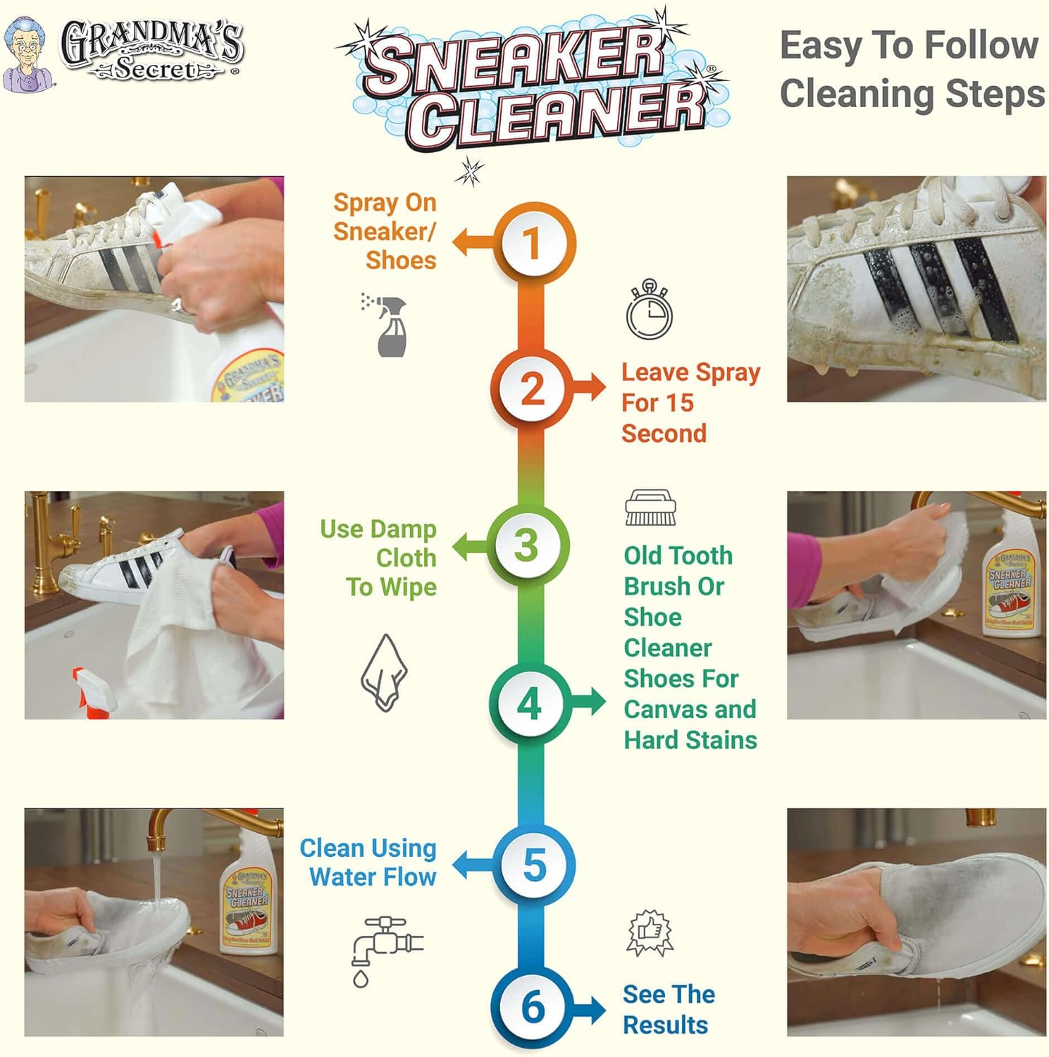 Grandma’s Secret – Paquete de 2 aerosoles limpiadores de tenis, de 16 onzas líquidas