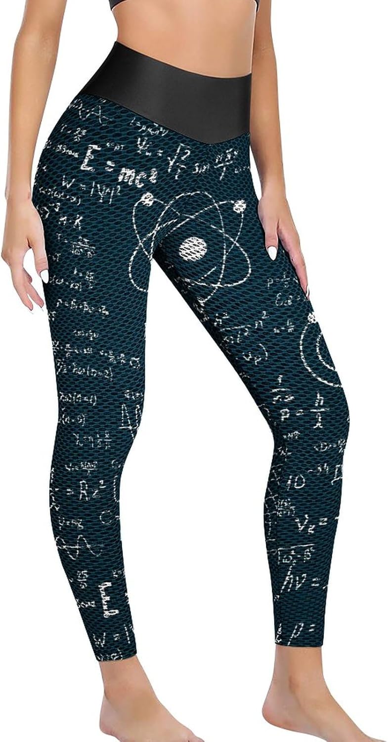 Physical Mathematics Science Formula High Waist Yoga Pants Tummy Control Workout Leggings for Women