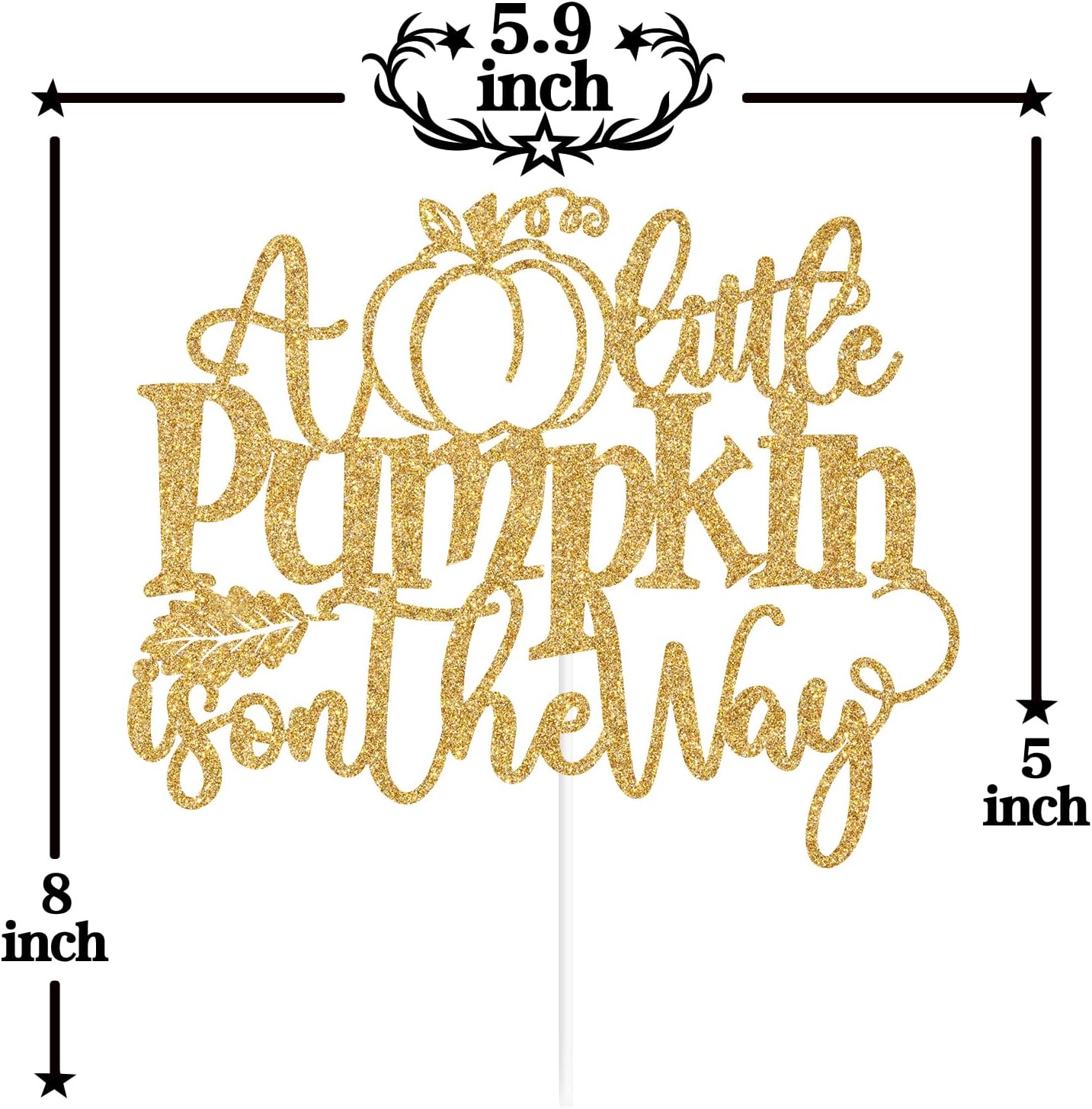 Decoración para tartas con purpurina dorada “A Little Pumpkin is on the Way”, dulce calabazacalabaza Oh BabyLittle Pumpkin, decoración de fiesta de