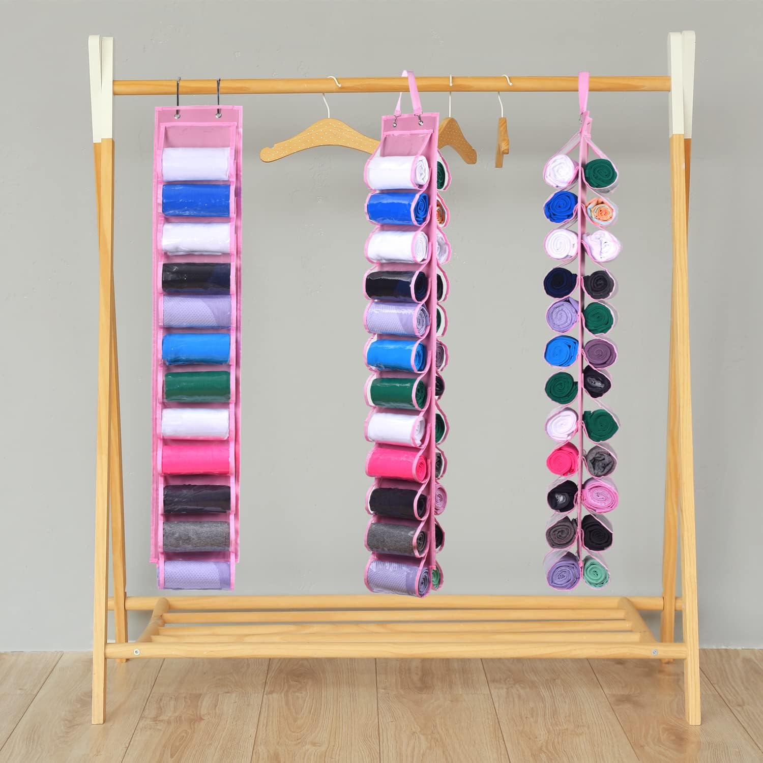 Organizador de leggings, bolsa de almacenamiento de ropa, organizador de camisetas, soporte para rollo de ropa, bolsa colgante para leggings, bolsa
