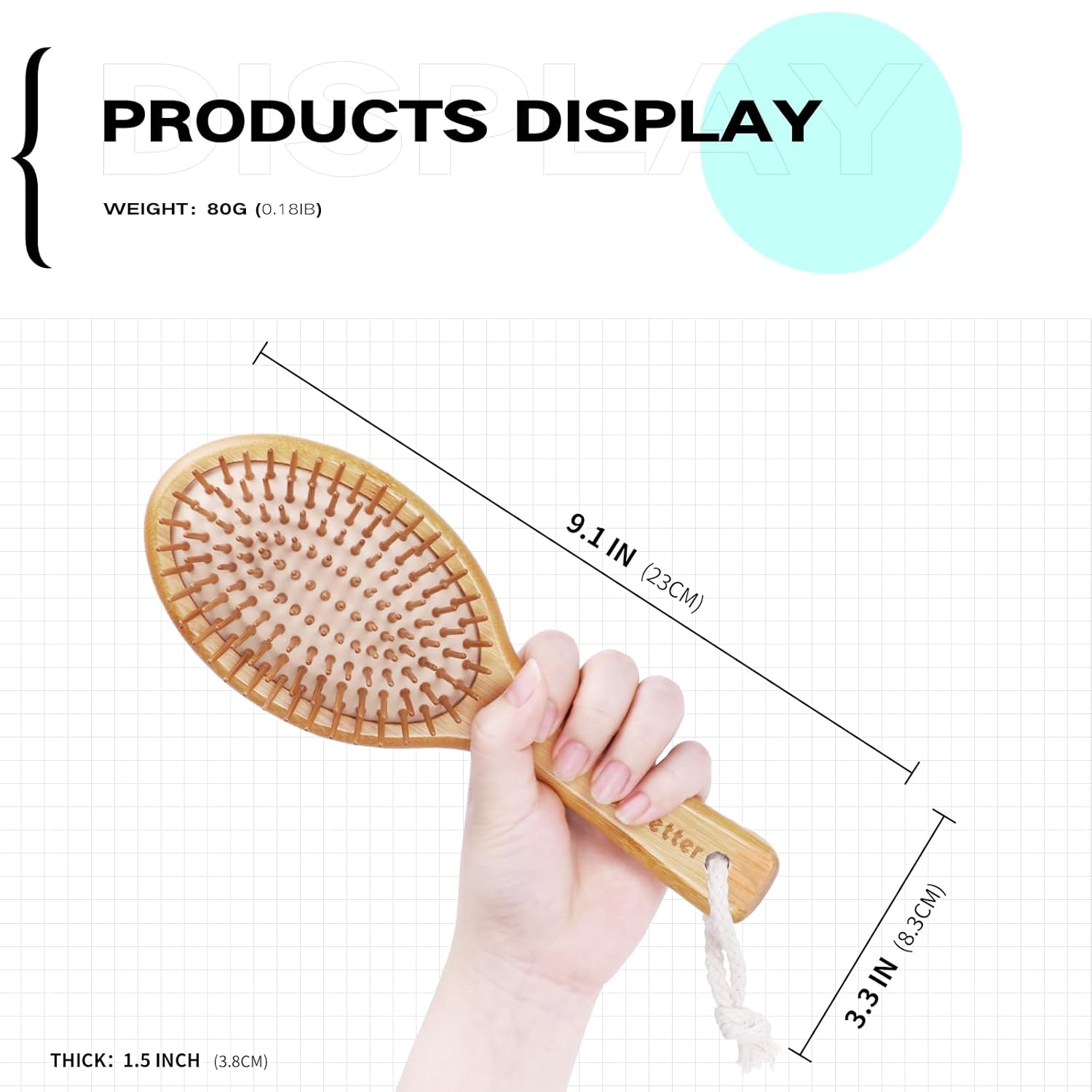Cepillo de pelo de bambú, cepillo de paleta natural para suavizar y mejorar la textura del cabello, masaje calmante para mejorar la caspa, peine de