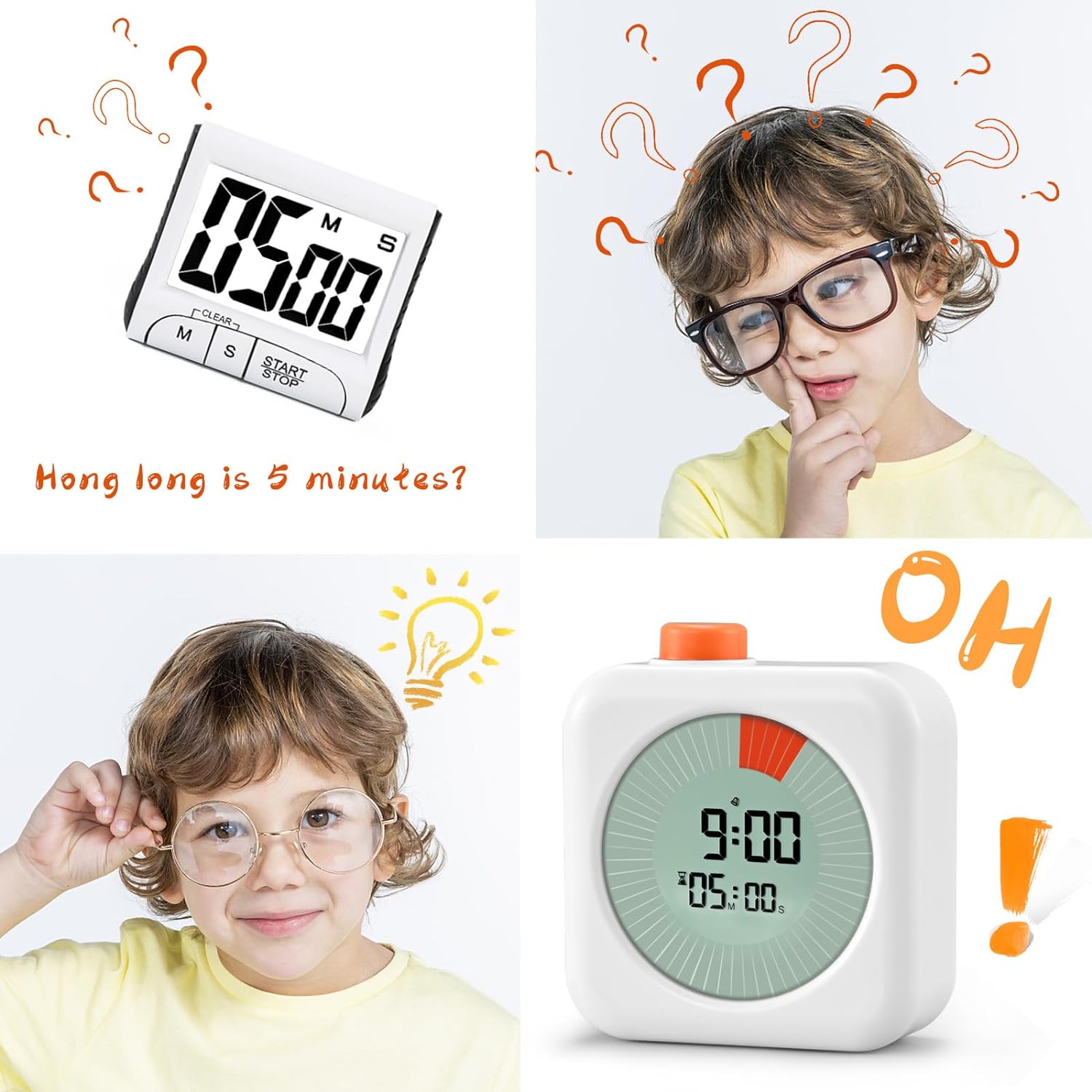 EooCoo Temporizador visual digital, temporizador de cuenta regresiva de 60 minutos para niños y adultos, herramienta de gestión de tiempo con