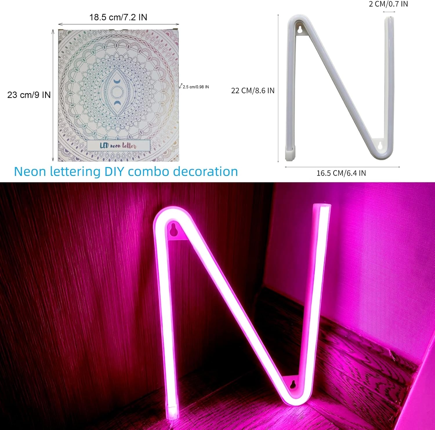 Letreros de letras LED de neón, letreros de marquesina iluminadas, letras LED luminosas alimentadas por USB o baterías, para dormitorio, fiesta de