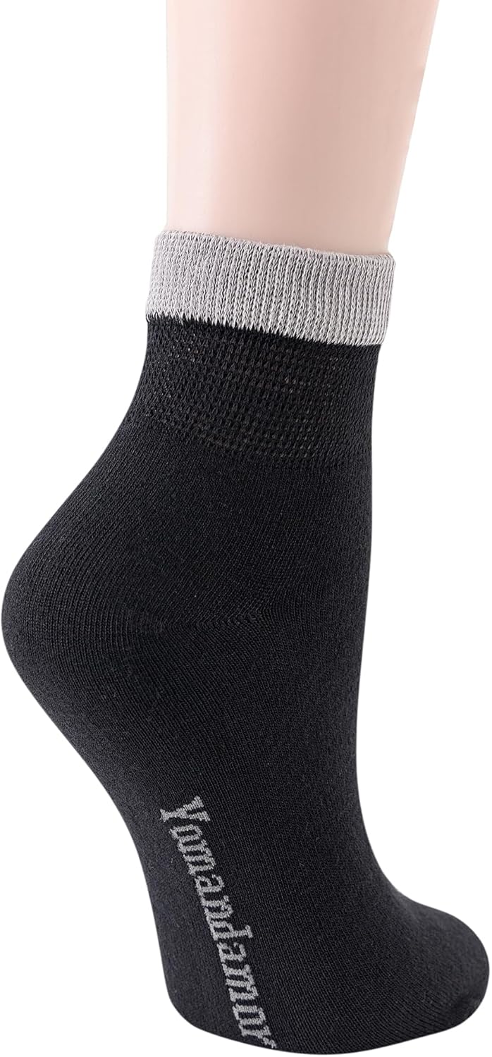 Yomandamor 6 pares de calcetines de tobillo para diabéticos para mujer, sin costuras, sin costuras, 9-11