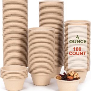 Gere Cuencos desechables para pruebas, paquete de 100, 4 onzas, tazas de soufflé de fibra de bagazo biodegradable natural, tazas de condimentos, Gere Cuencos desechables para pruebas, paquete de 100, 4 onzas, tazas de soufflé de fibra de bagazo biodegradable natural, tazas de condimentos,