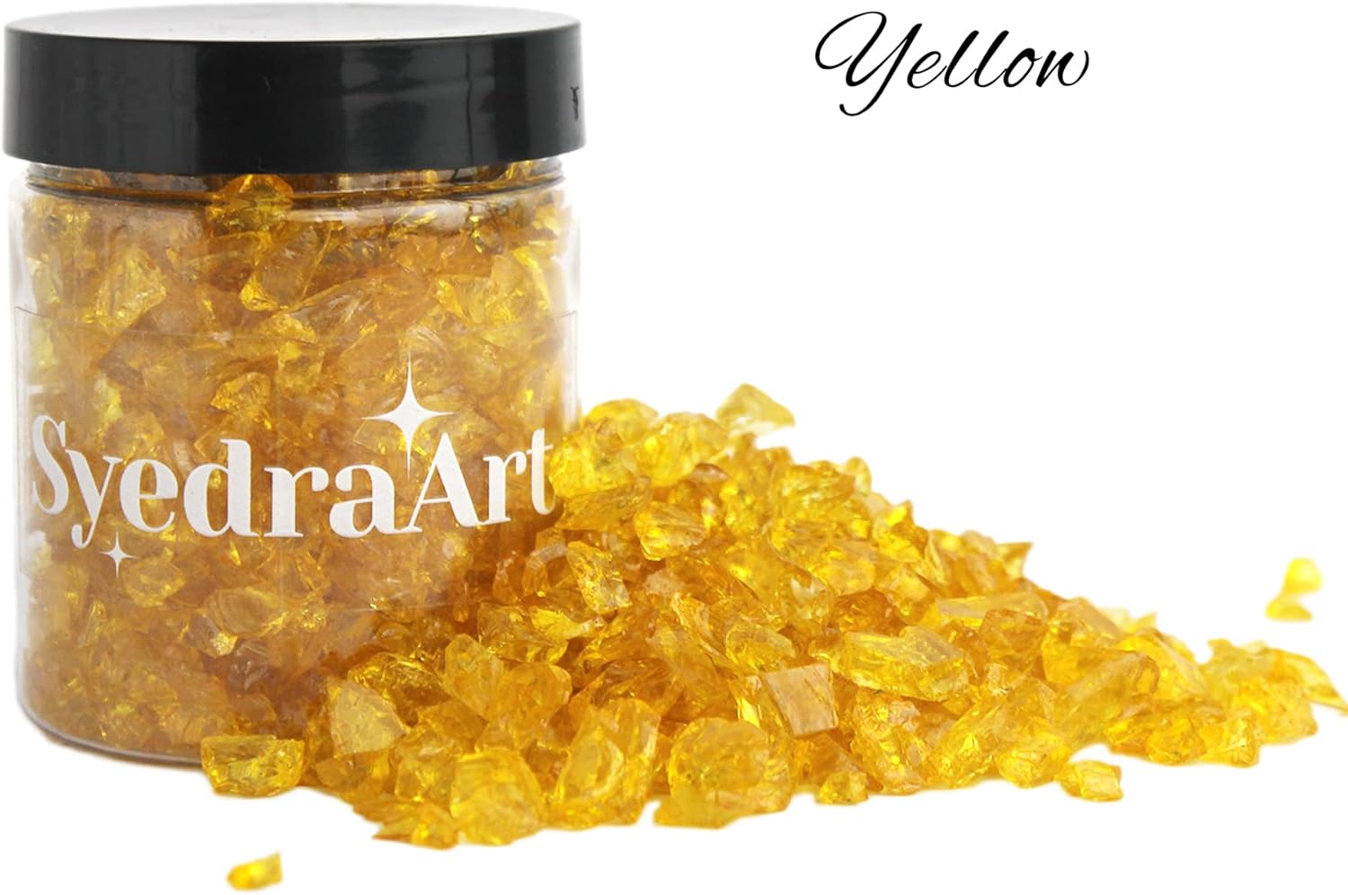 Syedra – Vidrio triturado para manualidades, arte de resina, juego de 3, piezas de espejo de color triturado de 0.16 a 0.23 pulgadas, 1 libra