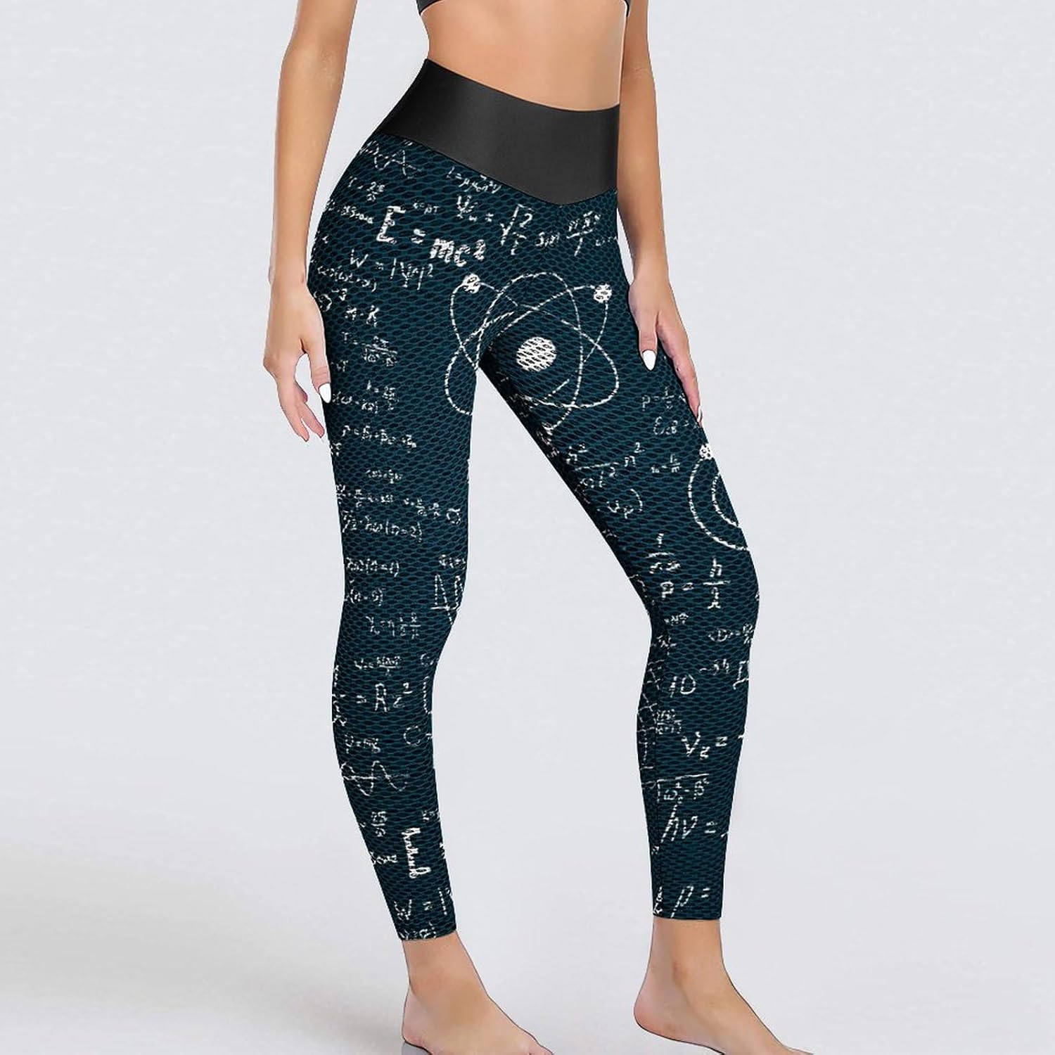 Physical Mathematics Science Formula High Waist Yoga Pants Tummy Control Workout Leggings for Women