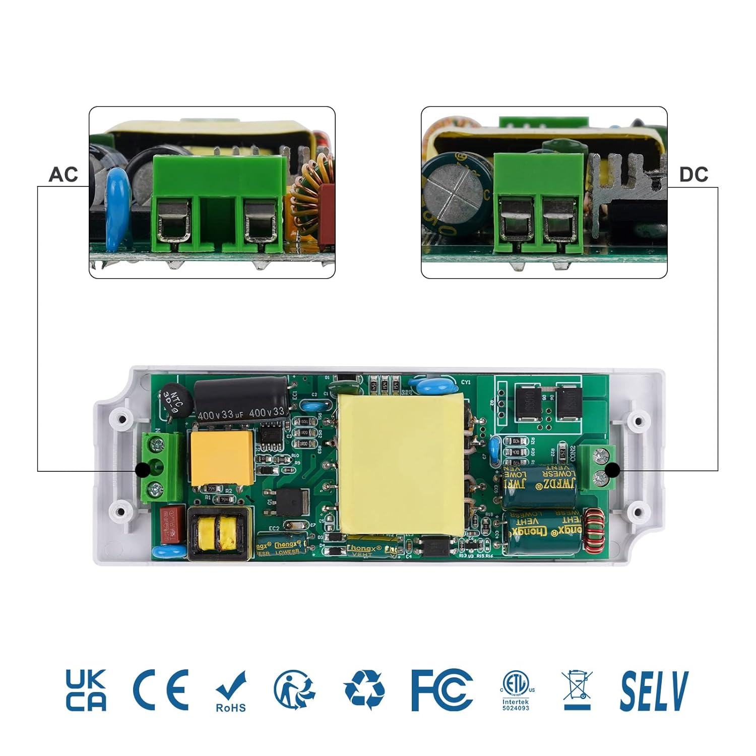 Controlador LED 12V Fuente de alimentación 30W, CA 110V 120V a 12V Transformador CC de bajo voltaje 2.5A, adaptador ultra delgado para voltaje