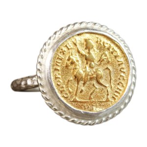 Caprixus Signet Ring 925 Sterling Silver Coin Ring 24K Gold Vermeil Designer Handmade Rings for Women Two Tone Hammered Pinky Ring Turkish Fine Caprixus Signet Ring 925 Sterling Silver Coin Ring 24K Gold Vermeil Designer Handmade Rings for Women Two Tone Hammered Pinky Ring Turkish Fine
