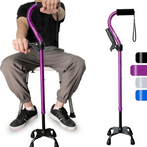 Bastón plegable y ajustable para hombres y mujeres y personas mayores, ligero y resistente con base de 4 puntas para un equilibrio de estabilidad Bastón plegable y ajustable para hombres y mujeres y personas mayores, ligero y resistente con base de 4 puntas para un equilibrio de estabilidad