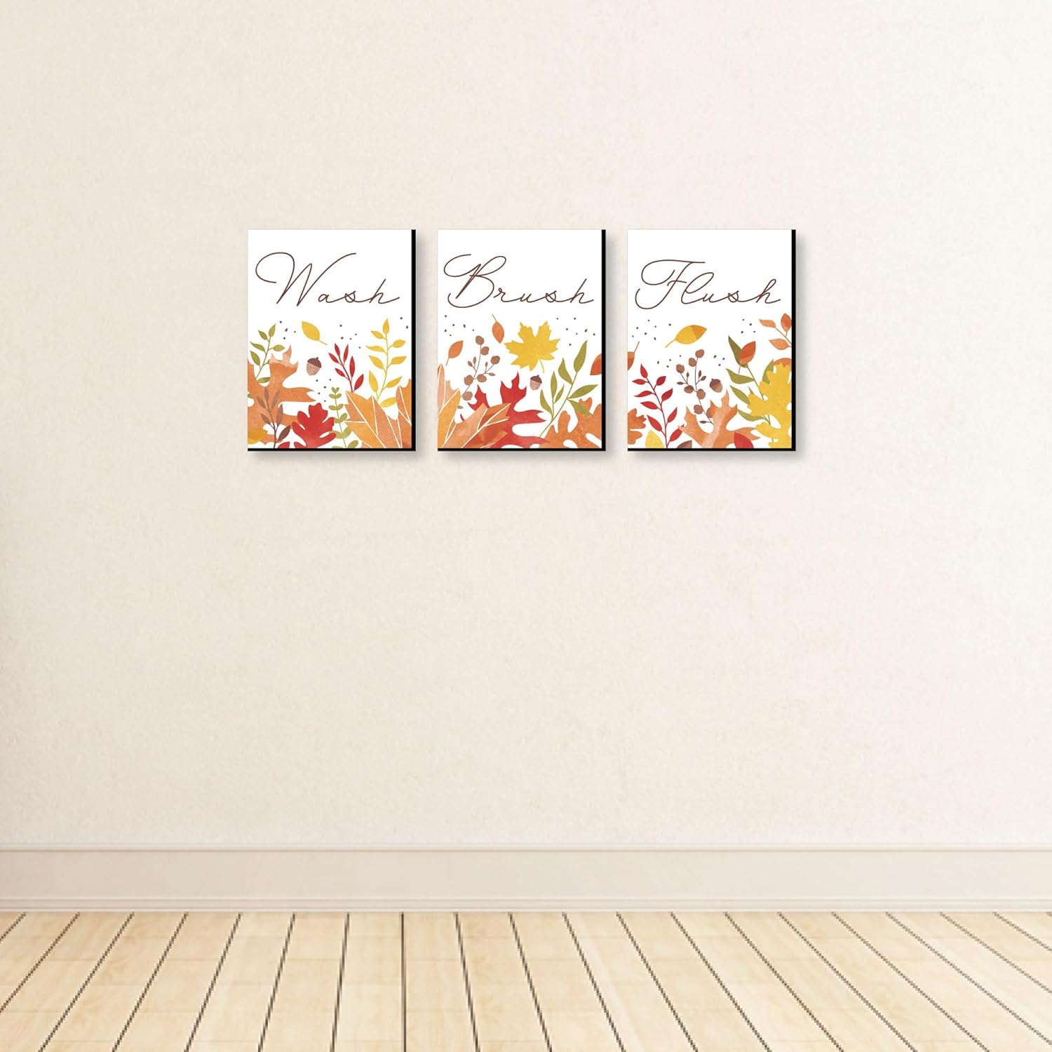 Big Dot of Happiness Follaje de otoño  Arte de pared de hojas de otoño para niños, 7.5 x 10 pulgadas, juego de 3 letreros  lavado, cepillo y descarga