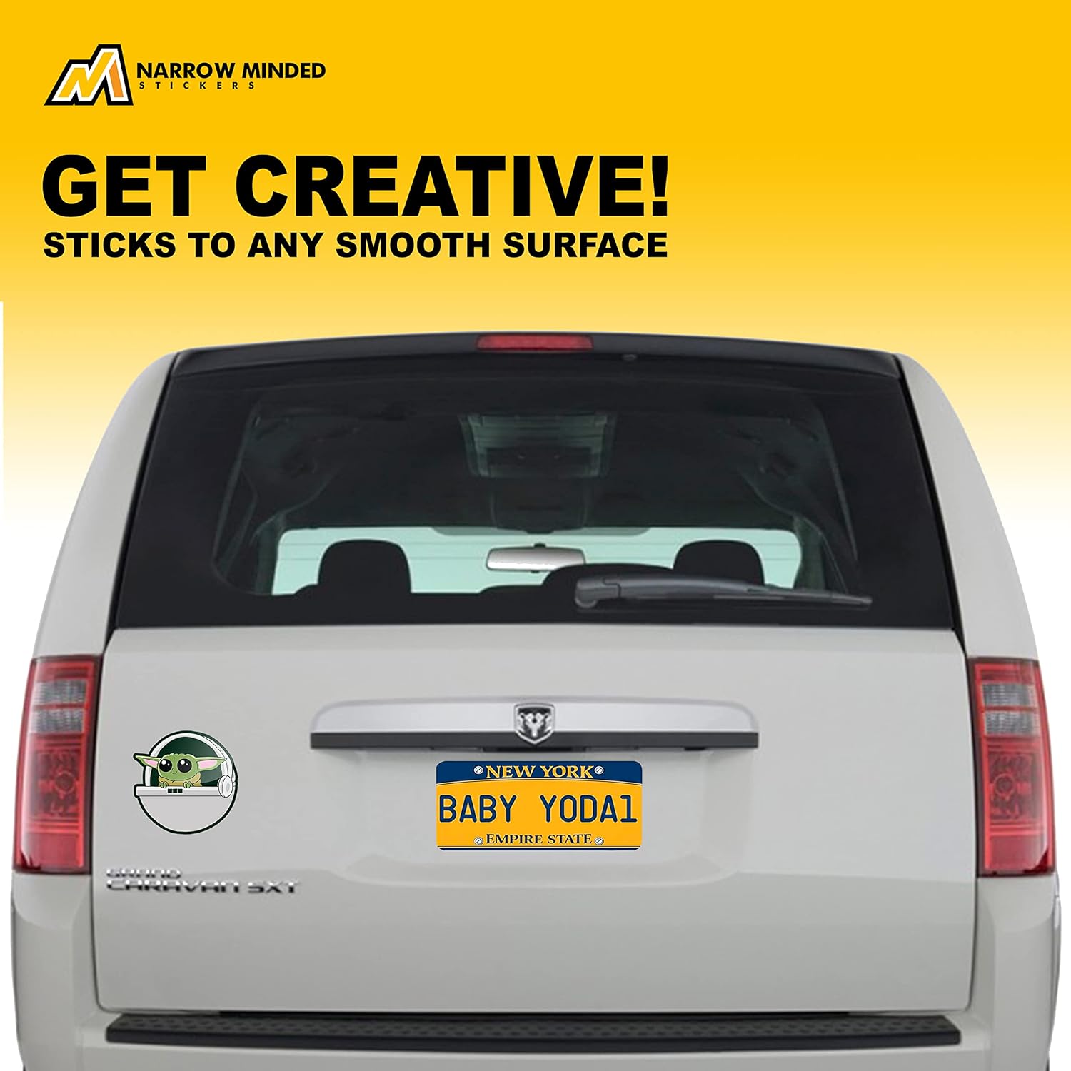 Baby Yoda – Calcomanías de auto (paquete de 2) súper lindas calcomanías mandalorianas para tu automóvil, camión o laptop