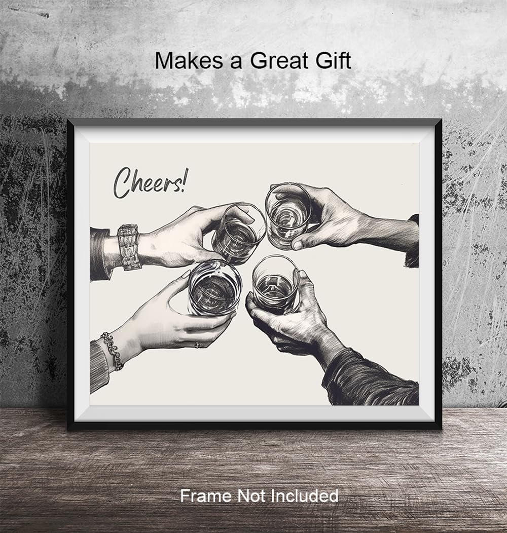 Bar Decor – Cocktail Party Decorations – Kitchen Wall Art – Posters for Men – Man cave Wall Decor – Cafe Wall Art & Decor – Cheers Sign – Dining