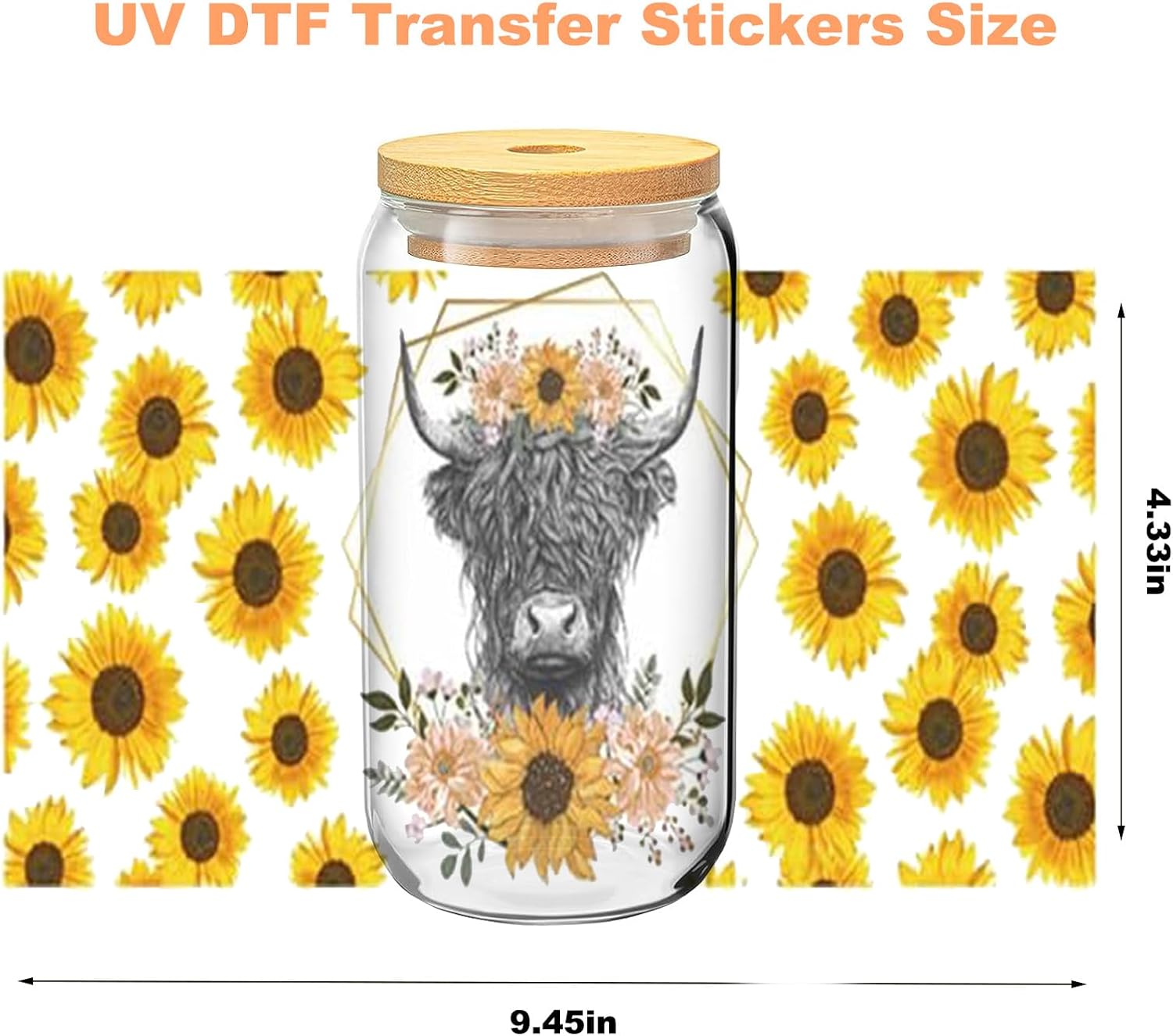 Calcomanías de transferencia de copa UV DTF para vidrio, 15 hojas de transferencia de tazas para manualidades, calcomanías para tazas de vidrio