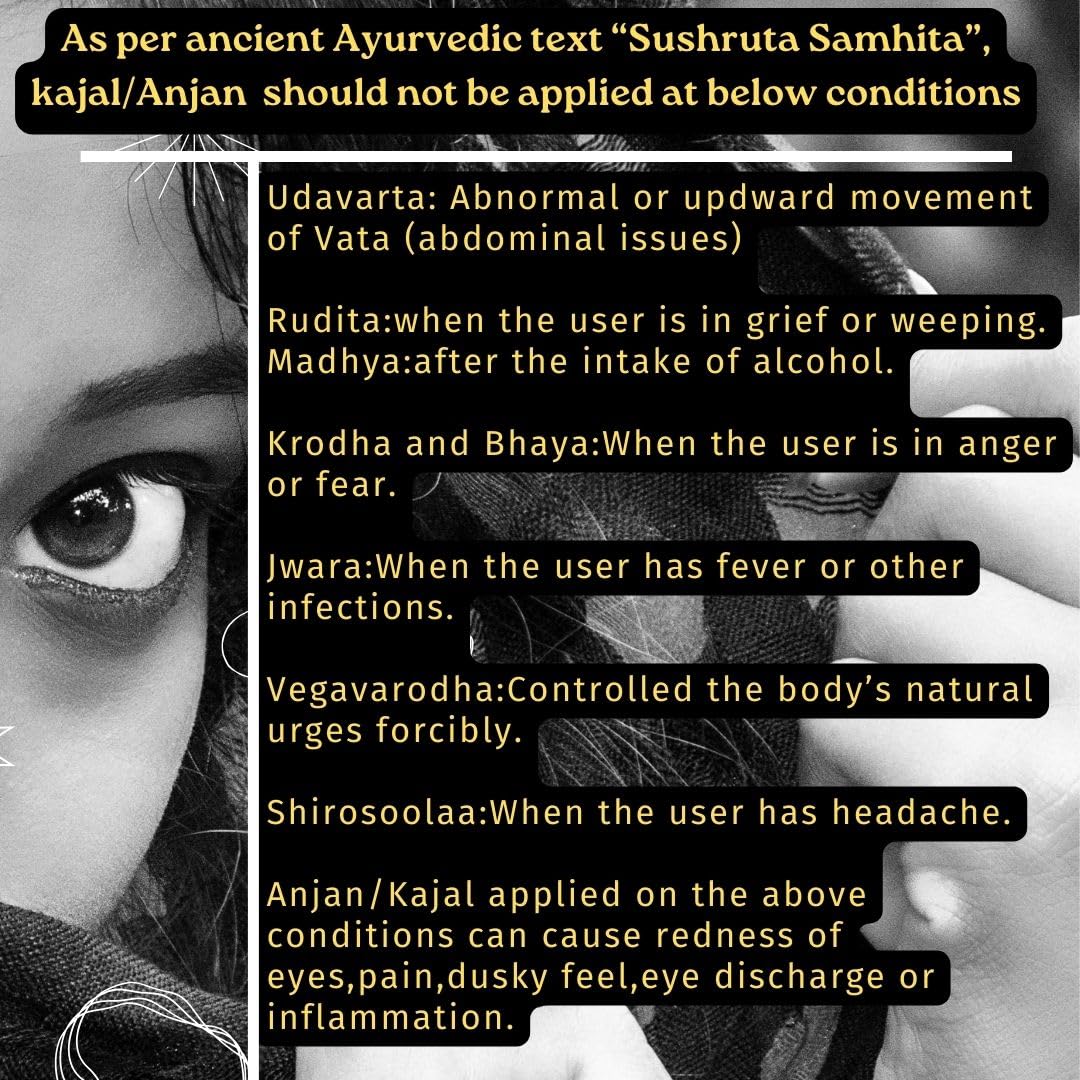 TATSAT – WELLNESS THROUGH AYURVEDA ATSAT-100% natural ayurvédico sin plomo delineador de ojos kajal  Sin conservantes  Sin productos químicos  Sin