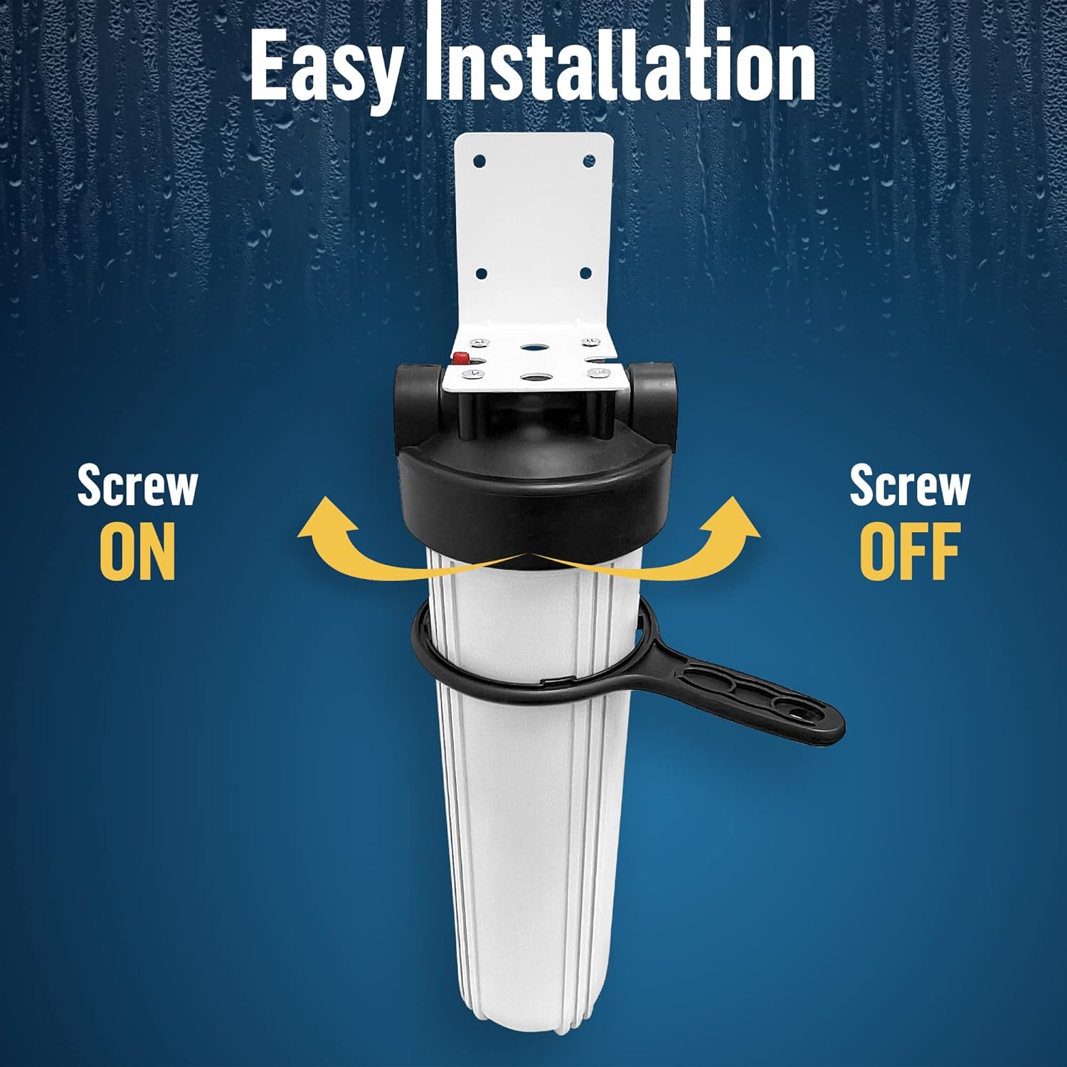 Sistema purificador de filtro para toda la casa de alta capacidad de 20 x 4.5 pulgadas para agua de pozos o ciudades, botón de alivio de