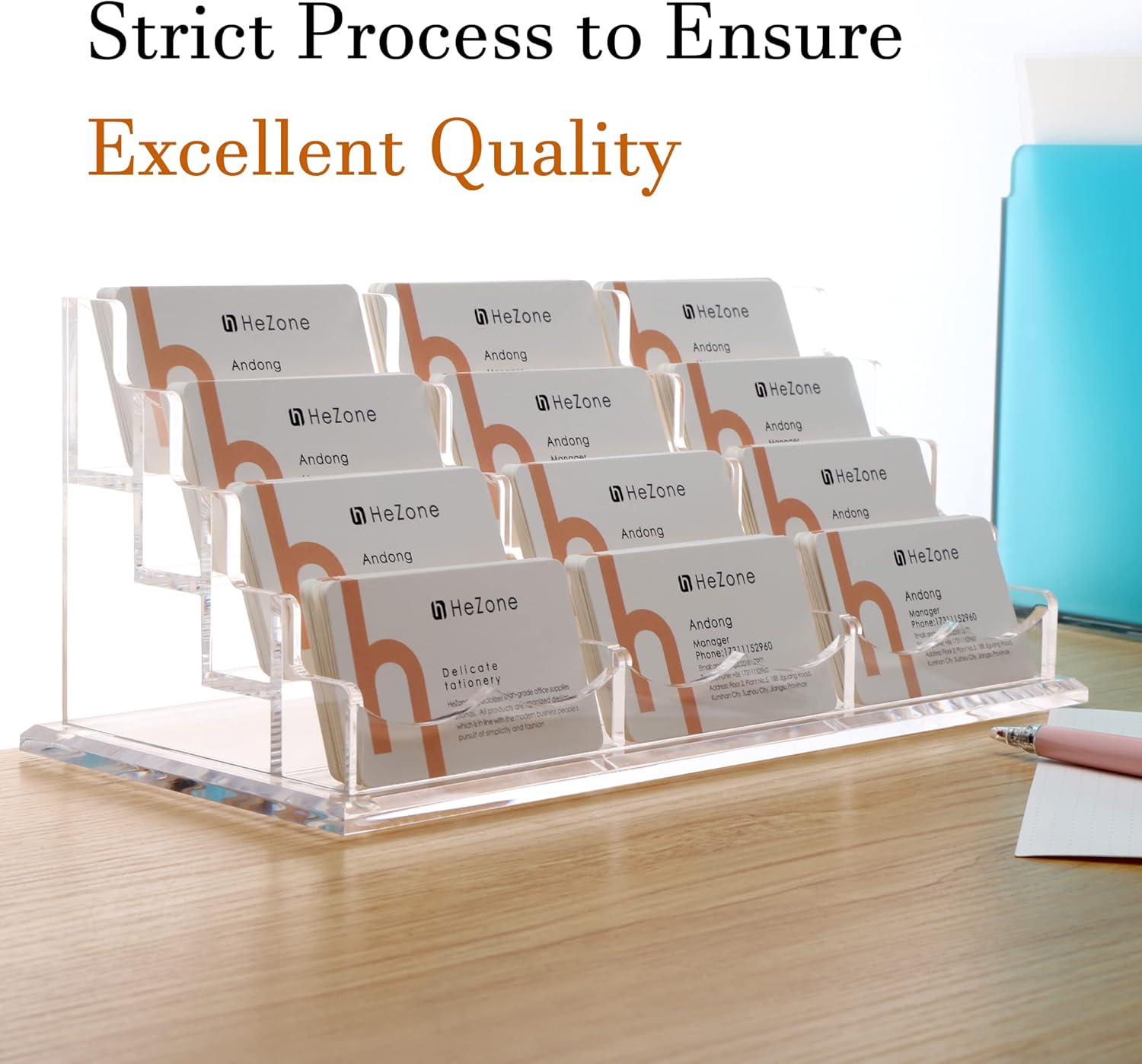 Soporte para tarjetas de visita para escritorio, 12 ranuras y 4 niveles, juego de soporte para tarjetas de visita de acrílico transparente múltiple,