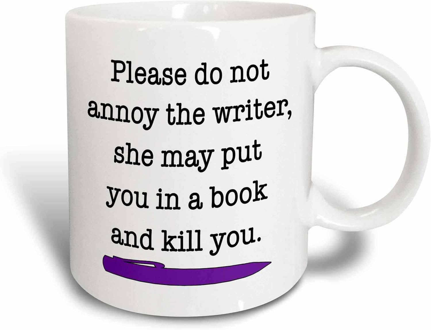 3dRose Please Do Not Annoy The Writer – Taza de cerámica verde, 11 onzas, color morado
