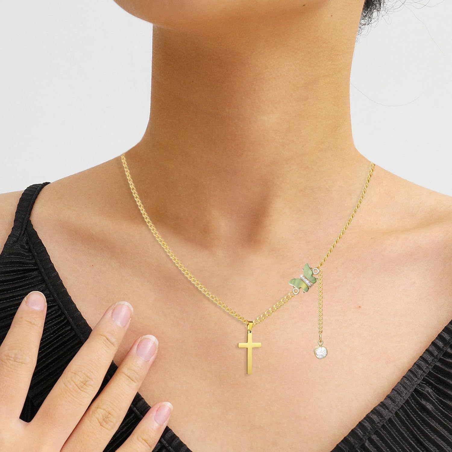 20 Uds. 10 colores de aleación de acrílico diamantes de imitación mariposa colgante Enlaces encanto doble bucles mariposa conector encantos para