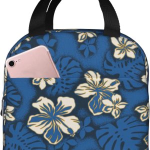 Bolsa de almuerzo de flores de hibisco para mujeres y hombres, lonchera aislada, reutilizable, organizador de almuerzo, impermeable, soporte para el Bolsa de almuerzo de flores de hibisco para mujeres y hombres, lonchera aislada, reutilizable, organizador de almuerzo, impermeable, soporte para el