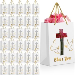 Fulmoon Paquete de 50 bolsas de regalo de iglesia para bautismo cristiano, bolsas de regalo para bautizo, fiesta religiosa, bolsa de regalo a granel Fulmoon Paquete de 50 bolsas de regalo de iglesia para bautismo cristiano, bolsas de regalo para bautizo, fiesta religiosa, bolsa de regalo a granel