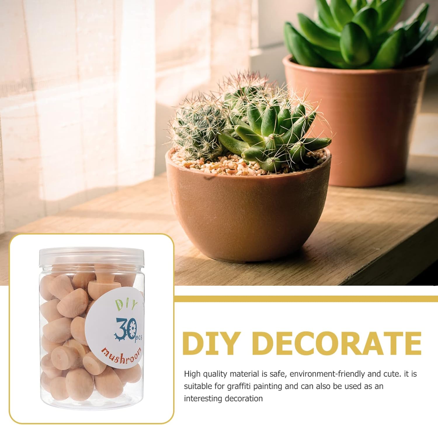 EXCEART Juego de 30 piezas de hongos de madera naturales sin terminar con formas de hongos, figuras de hongos, mini muñecas de madera para artes y