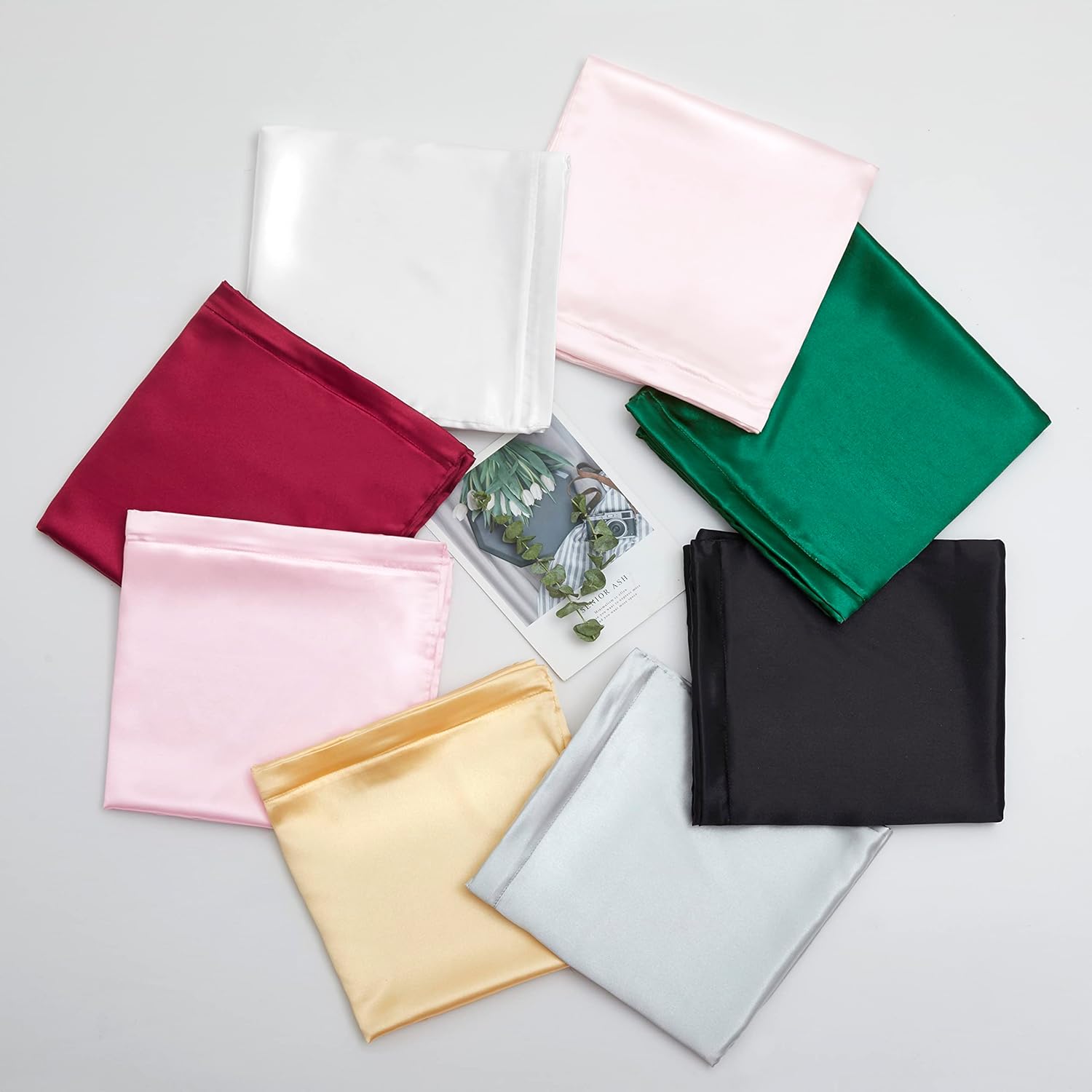 Fundas de almohada de satén con cremallera (20 x 26), juego de 2 fundas de almohada de tamaño estándar, funda de almohada de seda negra para cabello