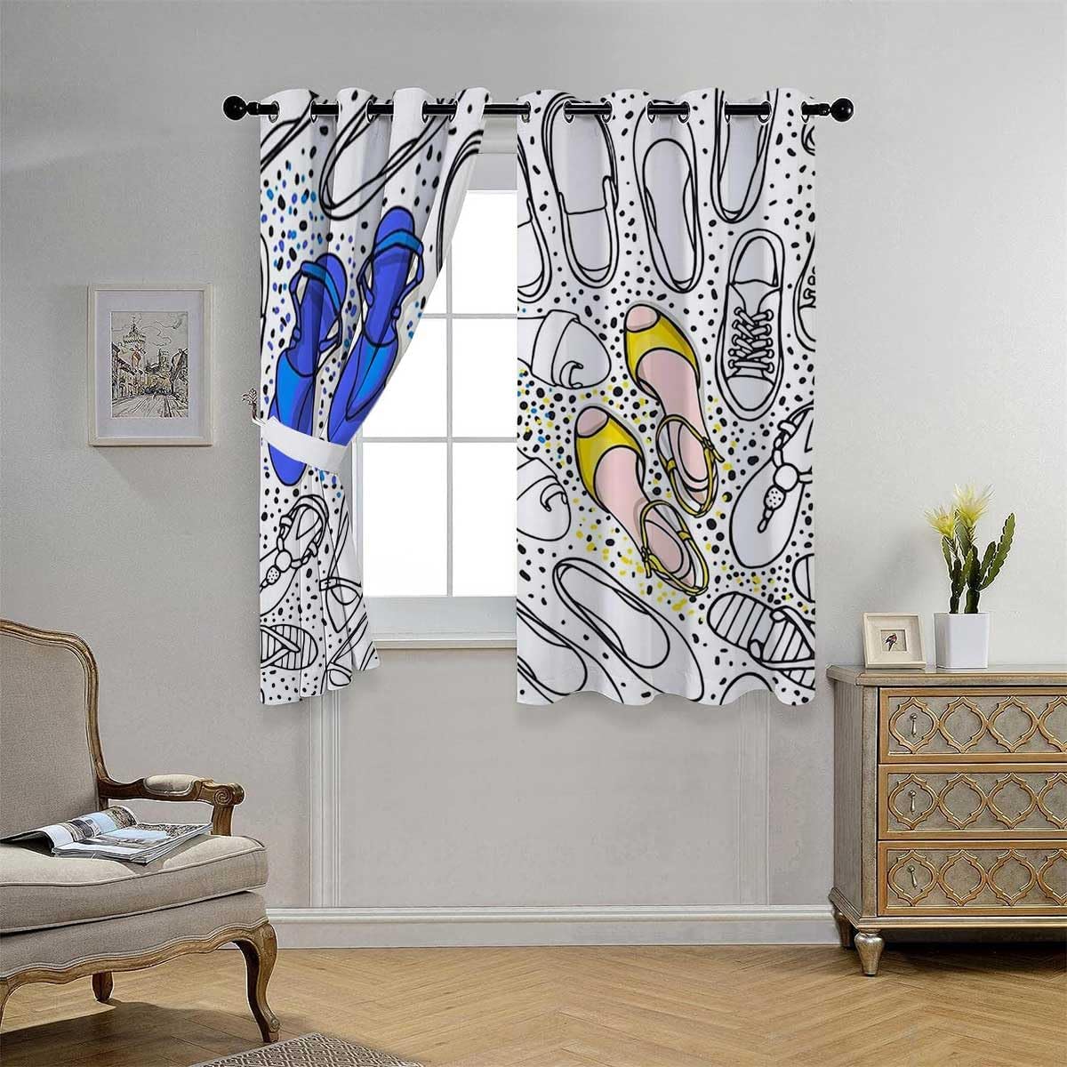 YANFENQI Cortina blackout para Habitacion con líneas blancas y negras concisas para puerta, cortinas para Ventanas de Cuarto 72 pulgadas de ancho