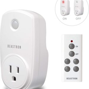 Beastron Interruptor de toma de corriente eléctrico con control remoto para luces y electrodomésticos con un rango de 100 pies, color blanco Beastron Interruptor de toma de corriente eléctrico con control remoto para luces y electrodomésticos con un rango de 100 pies, color blanco