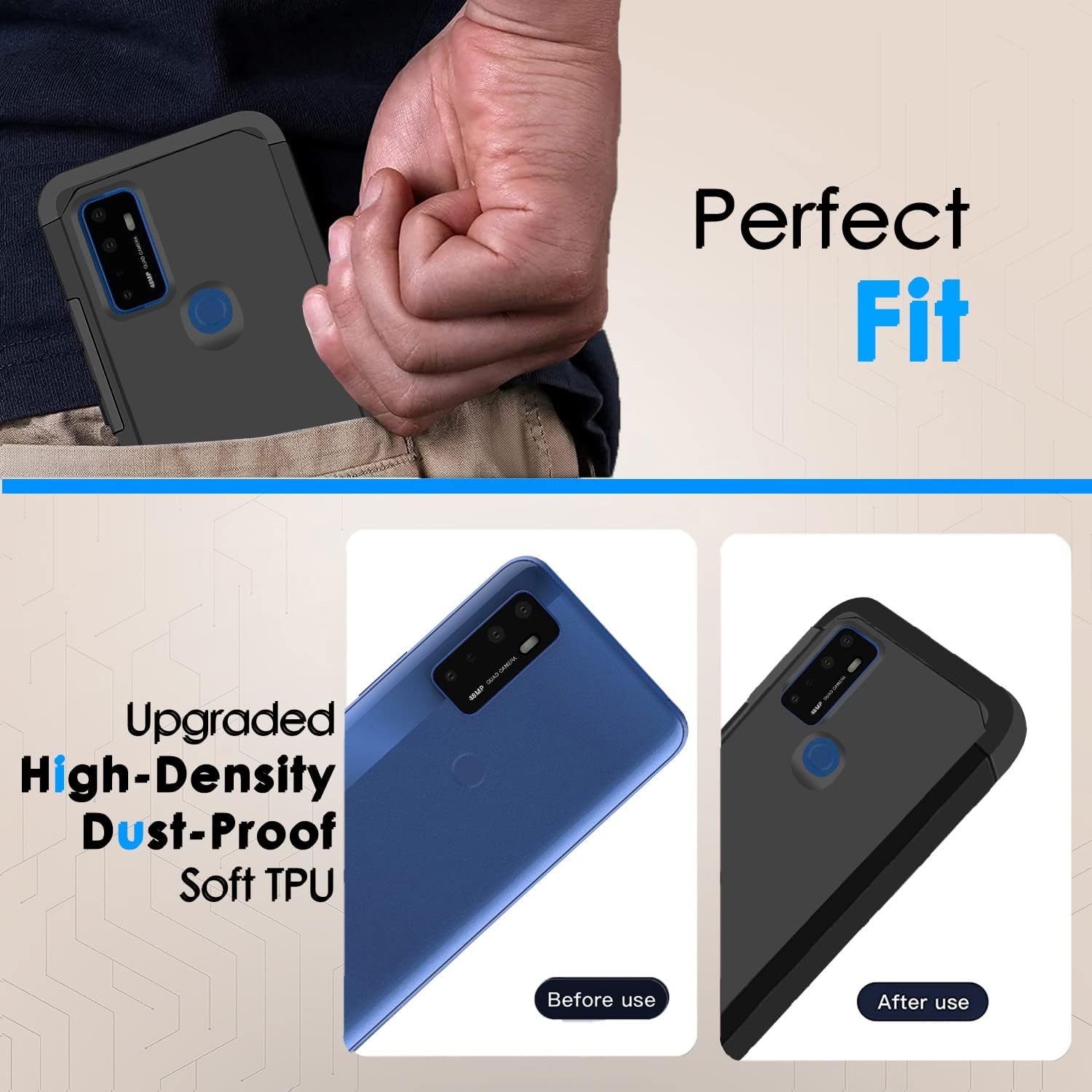 TJS Compatible con AT&T Radiant Max 5G 6.8 pulgadasCricket Dream 5GCricket Innovate 5GAT&T Fusion 5G, con protector de pantalla de vidrio templado,