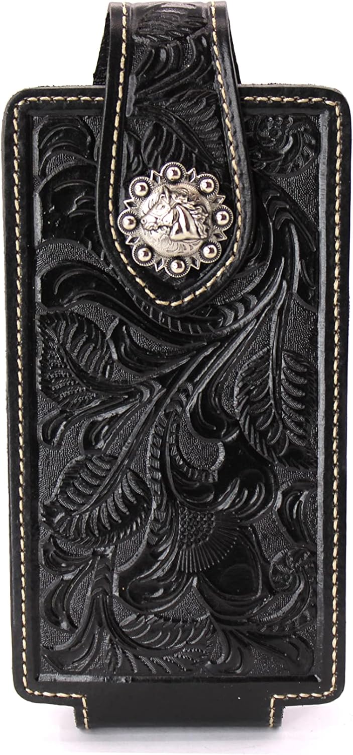 West Star – Funda universal de piel para teléfono celular, con cierre magnético, 7 x 3.25 pulgadas, 341B, caballo BK