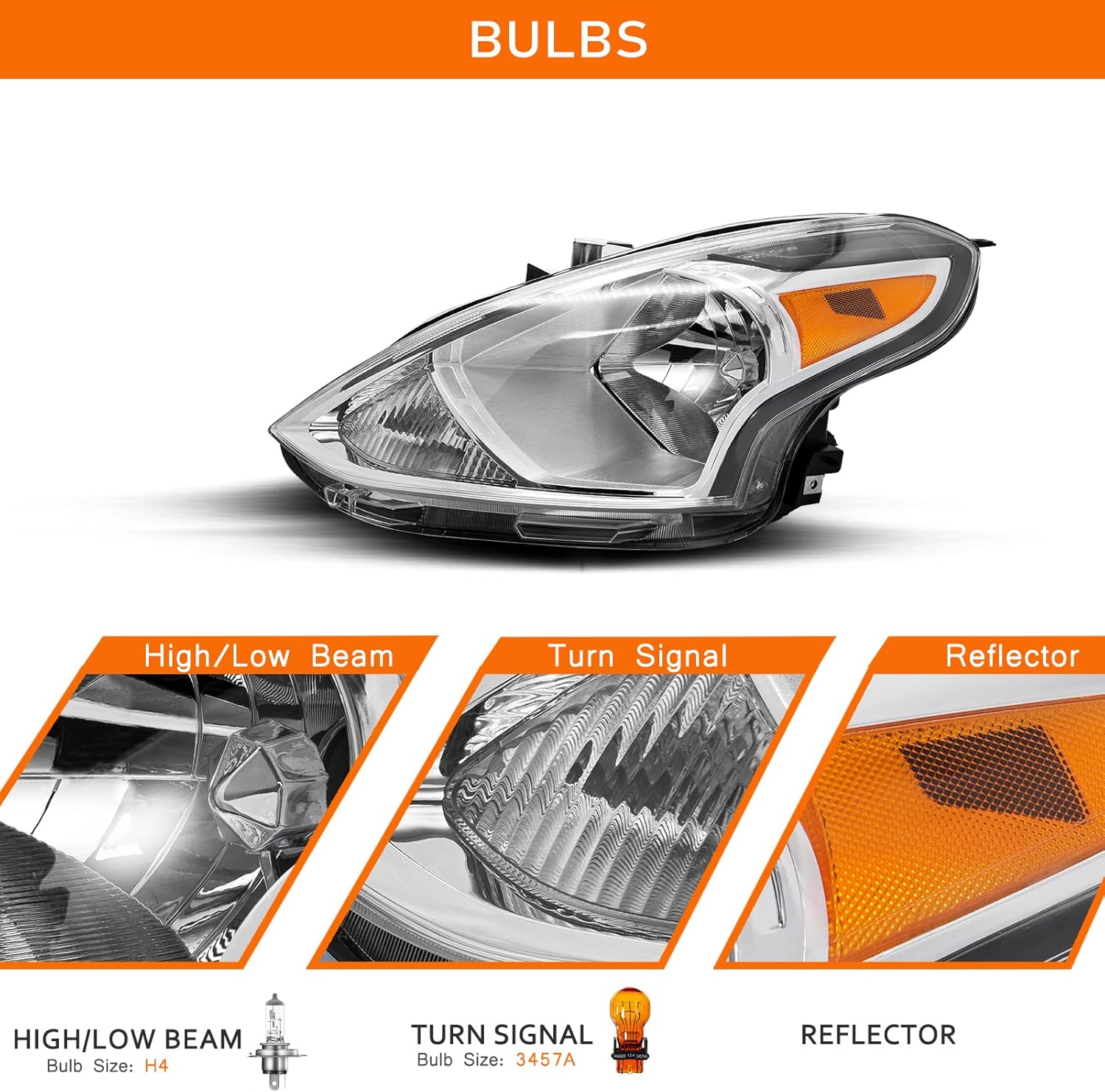 VehicleAid Conjunto de faros delanteros compatible con Nissan Versa 2015, 2016, 2017, 2018, 2019, lado izquierdo del conductor