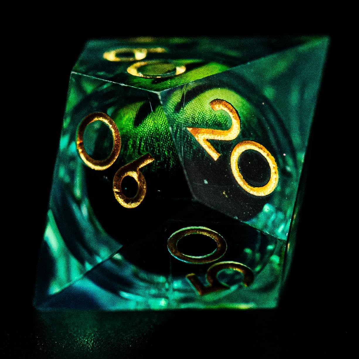 Dados DND de núcleo líquido, un juego completo de dados líquidos D&D con bolsa de terciopelo para juego de mazmorras y dragones (líquido de ojo de
