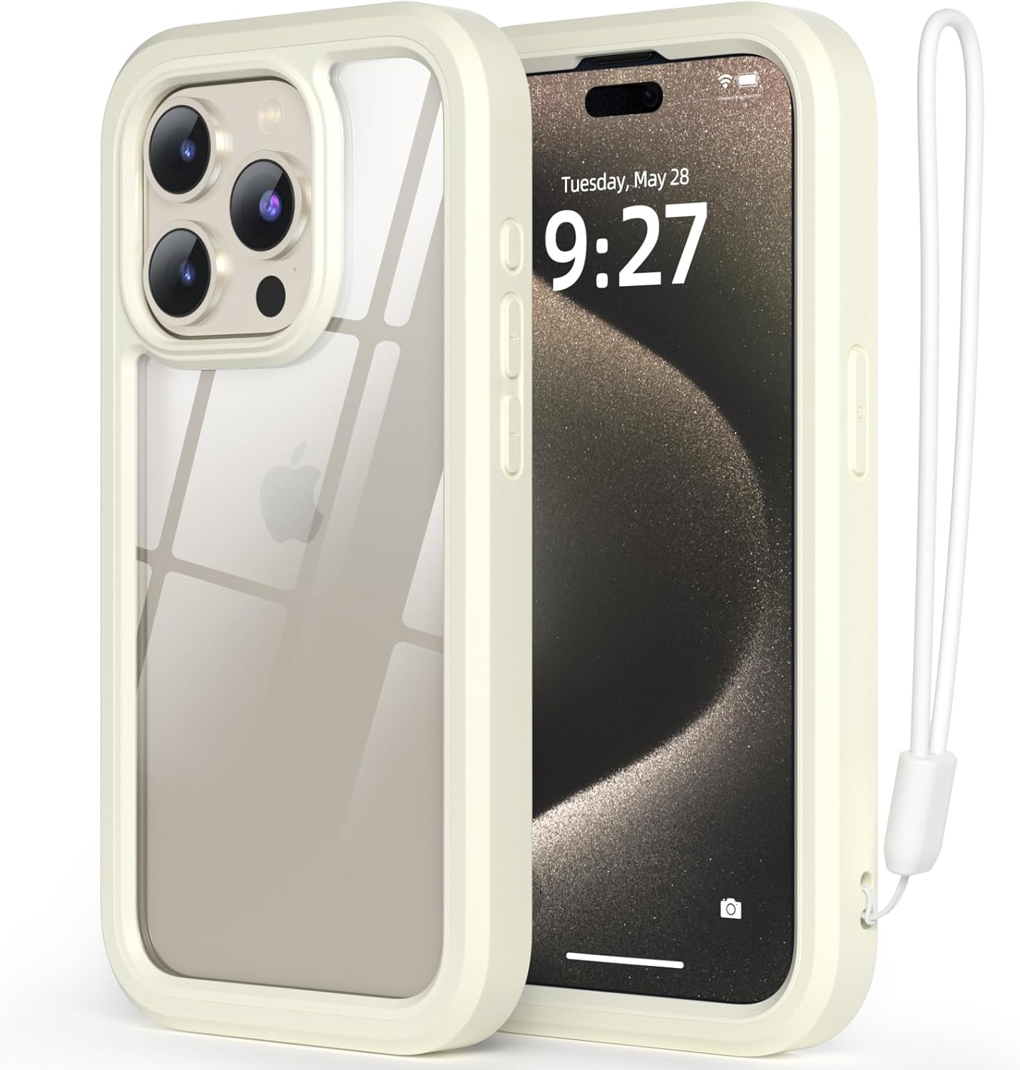 WXR Compatible con iPhone 15 Pro Max, parachoques de silicona suave y parte trasera de policarbonato duro transparente e interior de policarbonato