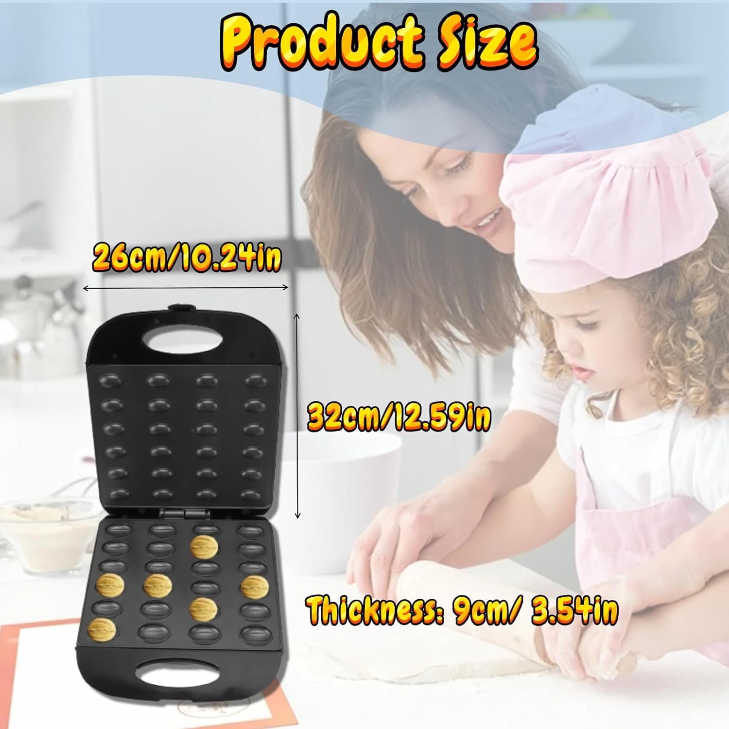 Máquina eléctrica para hacer pan, máquina eléctrica Oreshki de capacidad de 24 piezas, máquina para hacer pasteles de nogal de 1400 W, panel