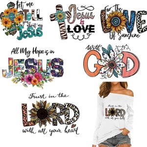 6 hojas de parches de transferencia de Jesús para planchar, decoración de prensa de calor, diseño de la letra de Jesús Dios, calcomanías de vinilo 6 hojas de parches de transferencia de Jesús para planchar, decoración de prensa de calor, diseño de la letra de Jesús Dios, calcomanías de vinilo