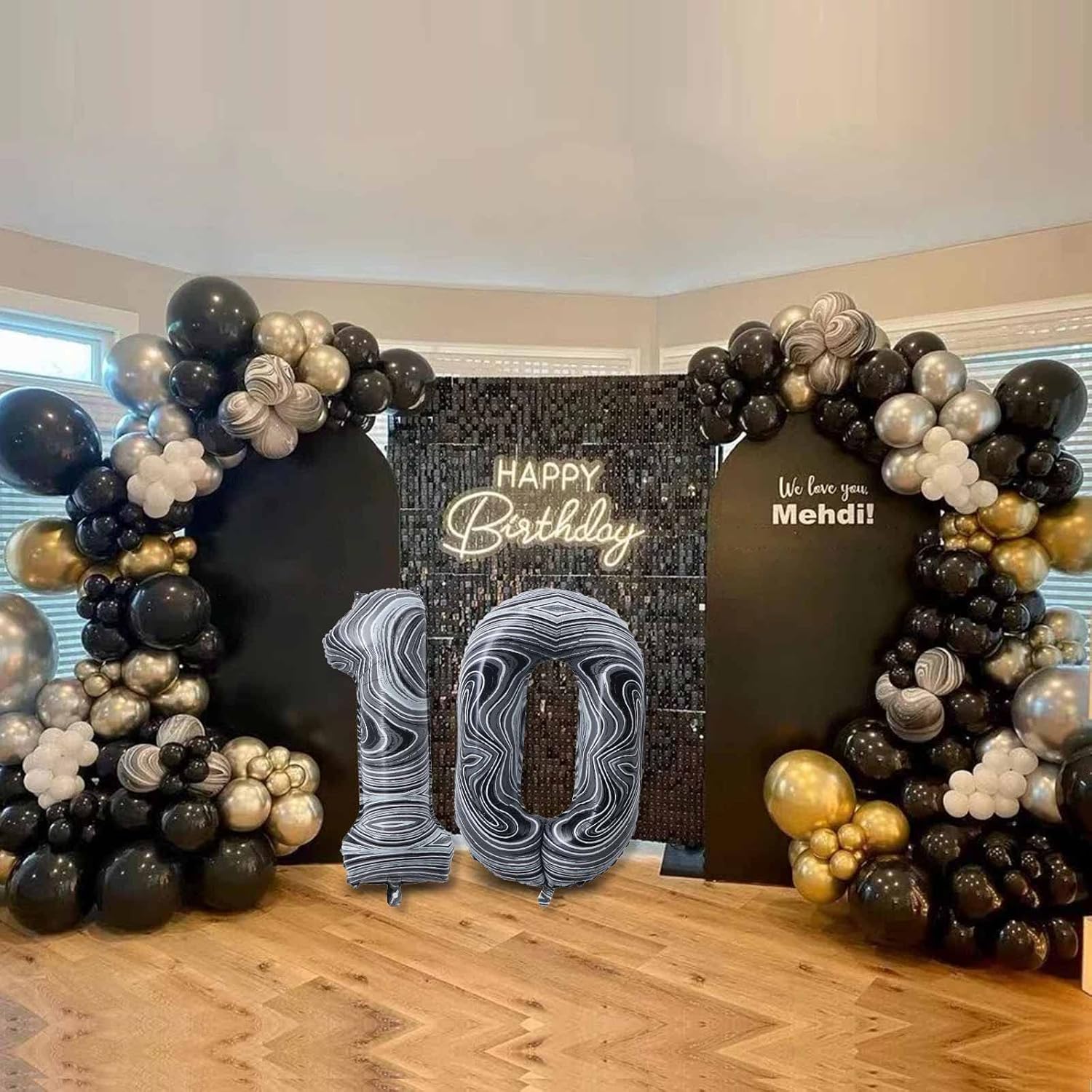 Globos gigantes de papel de aluminio de mármol negro de 40 pulgadas, globos gigantes de helio con el número 60 para decoraciones de cumpleaños de 60